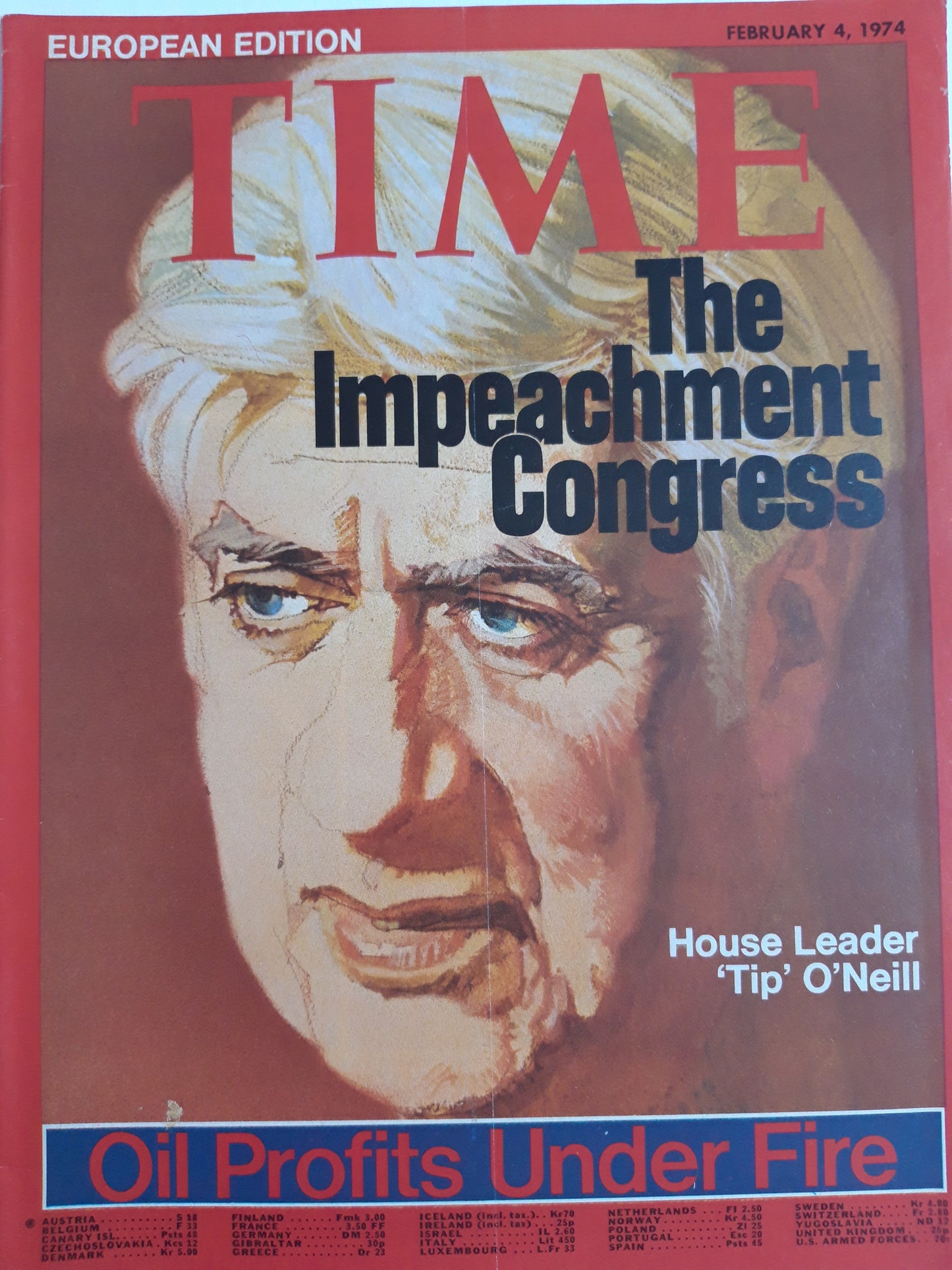 Time magazine The Impeachment Congress House Leader Tip O´Neill 04.02.1974 Februar 1974