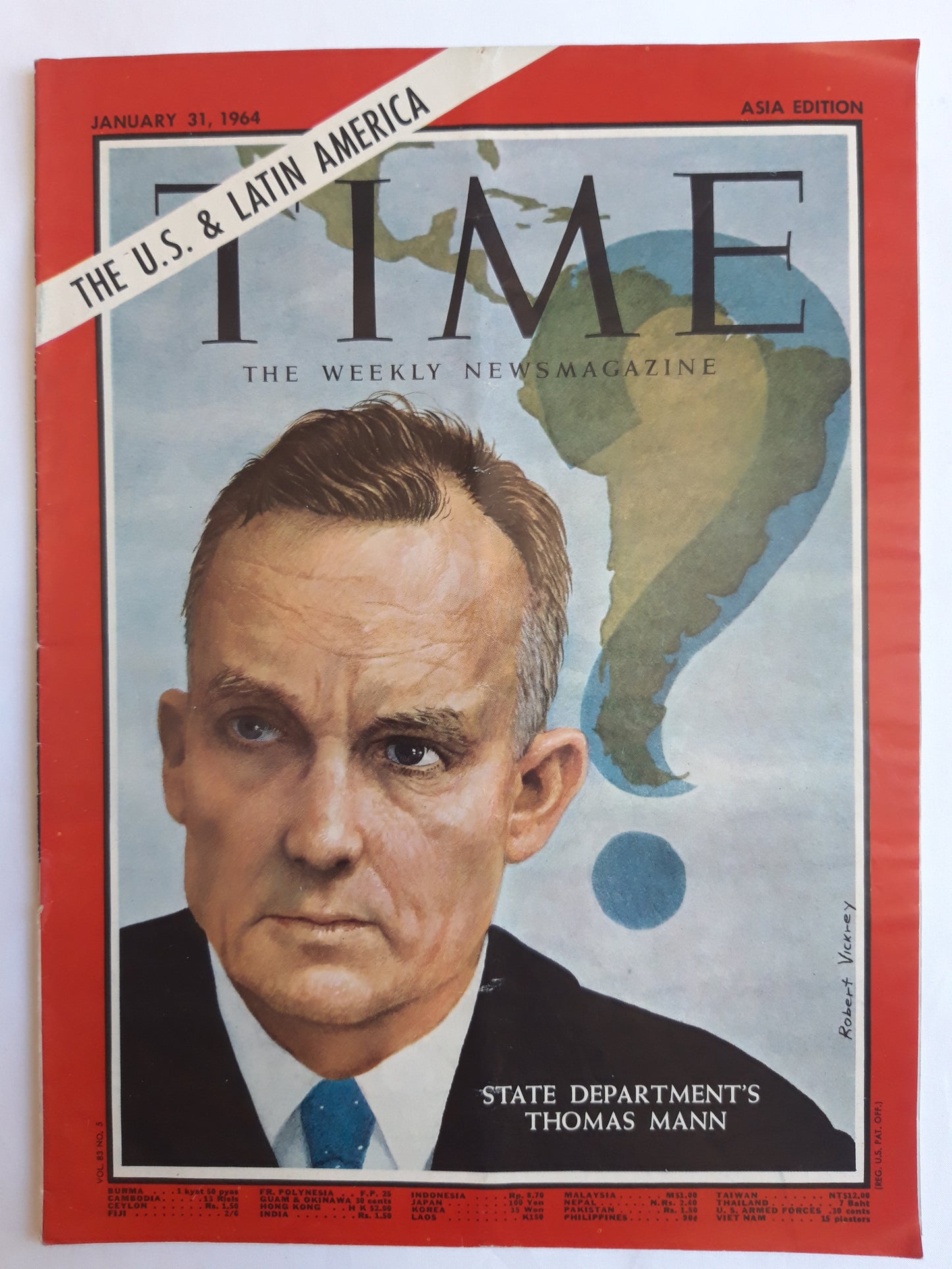 Time magazine State Department`s Thomas Mann The U.S. & Latin America Robert Vickerey 31.01.1964 Januar 1964