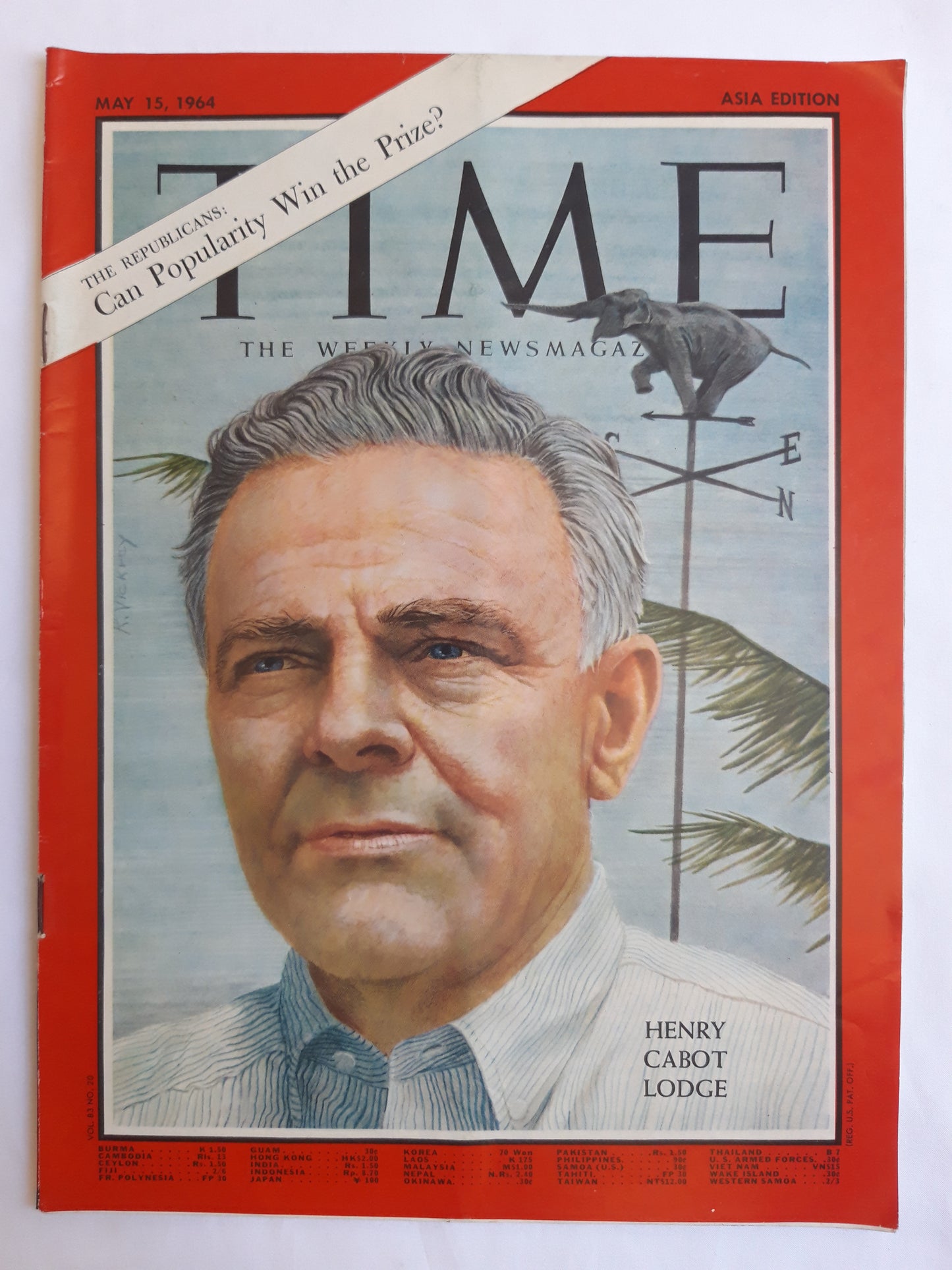 Time magazine Henry Cabot Lodge The Republicans: Can Popularity Win the Prize? 15.05.1964 Mai 1964