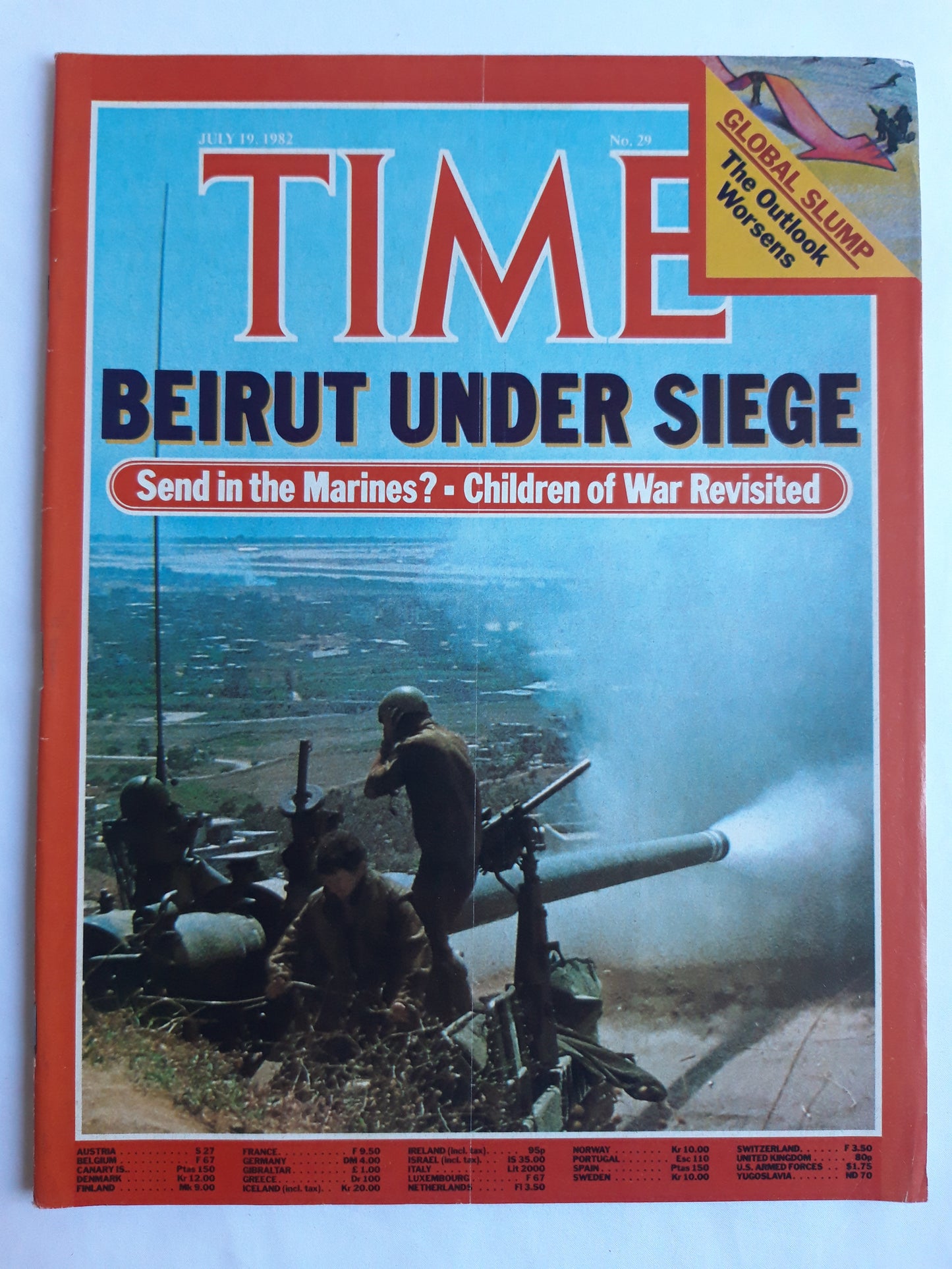 Time magazine Beirut Under Siege Marines Children of War Revisited Global Slump The Outlook Worsens 19.07.1982 Juli 1982 No.29