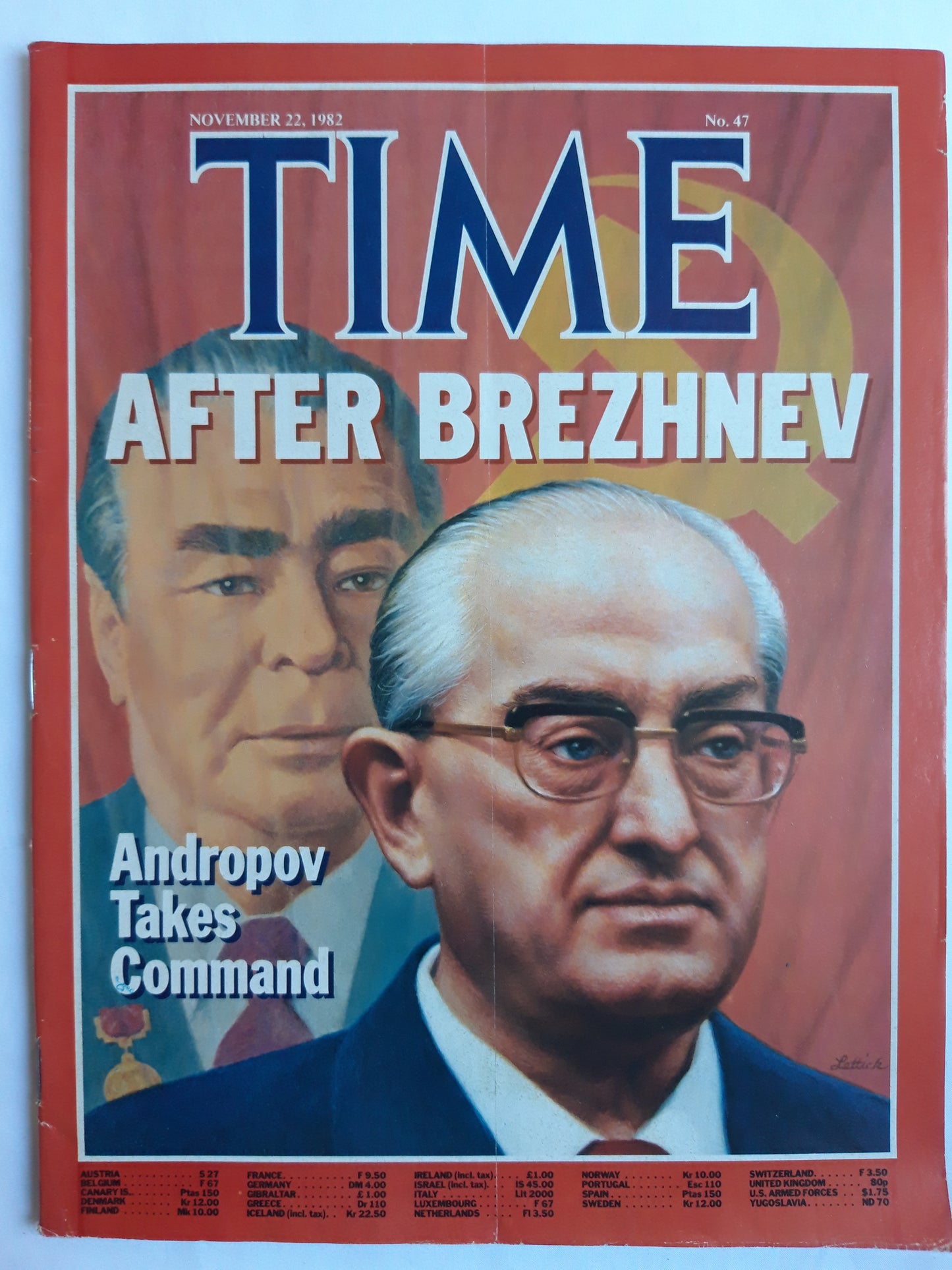 Time magazine After Leonid Brezhnev Yuri Andropov Takes Command 22.11.1982 November 1982 No.47