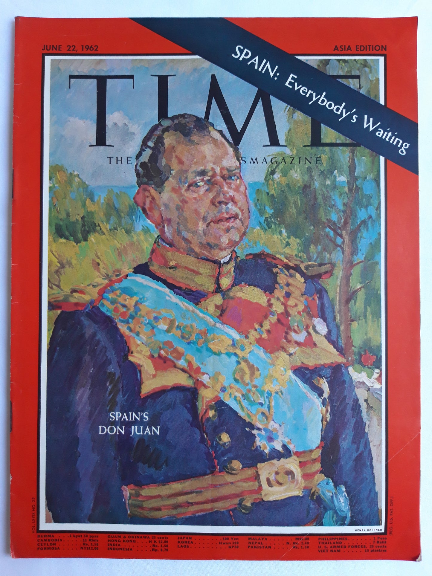 Time magazine Spain`s Don Juan Spain: Everybody´s Waiting 22.06.1962 Juni 1962