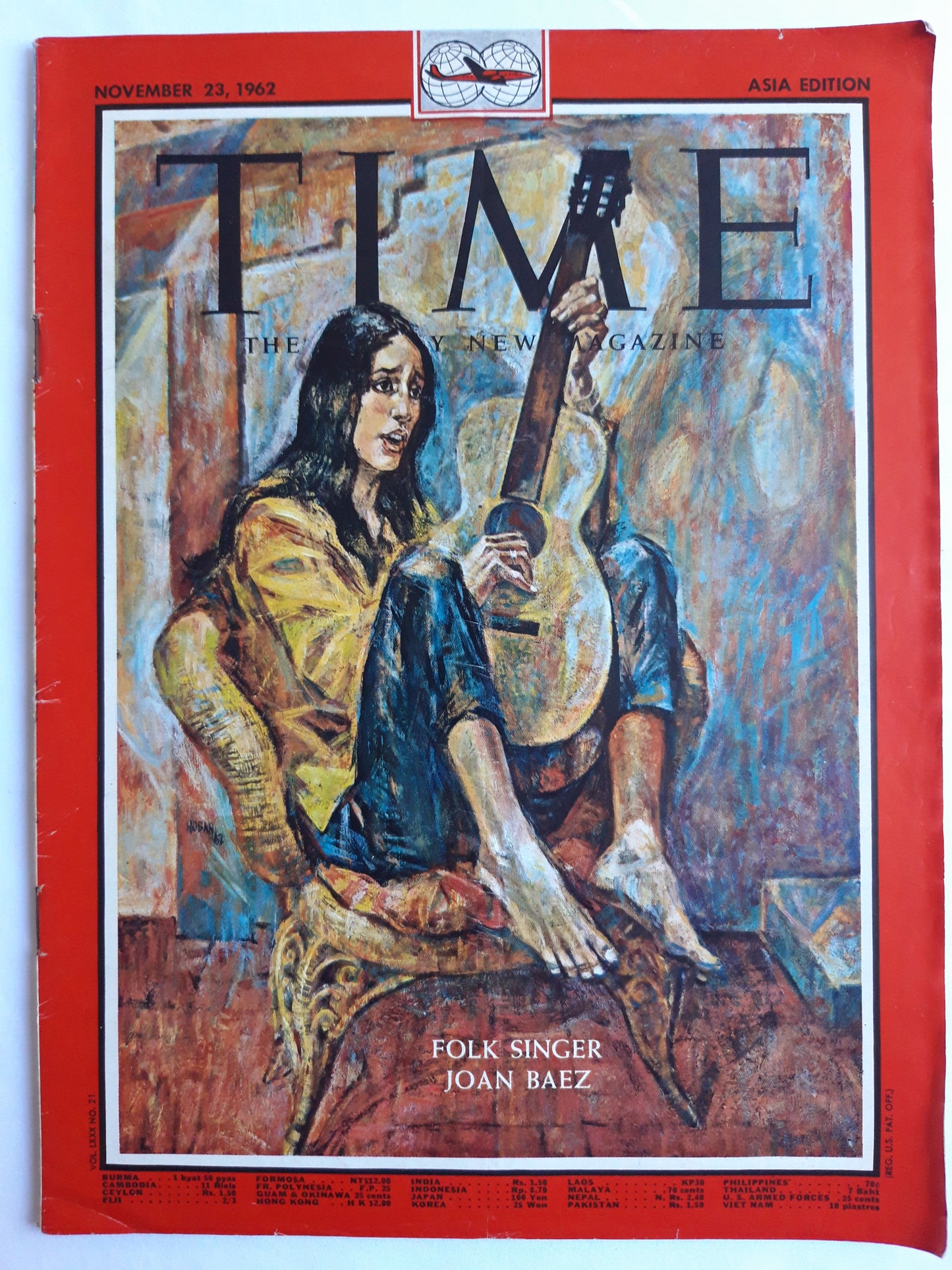 Time magazine Folk Singer Joan Baez 23.11.1962 November 1962
