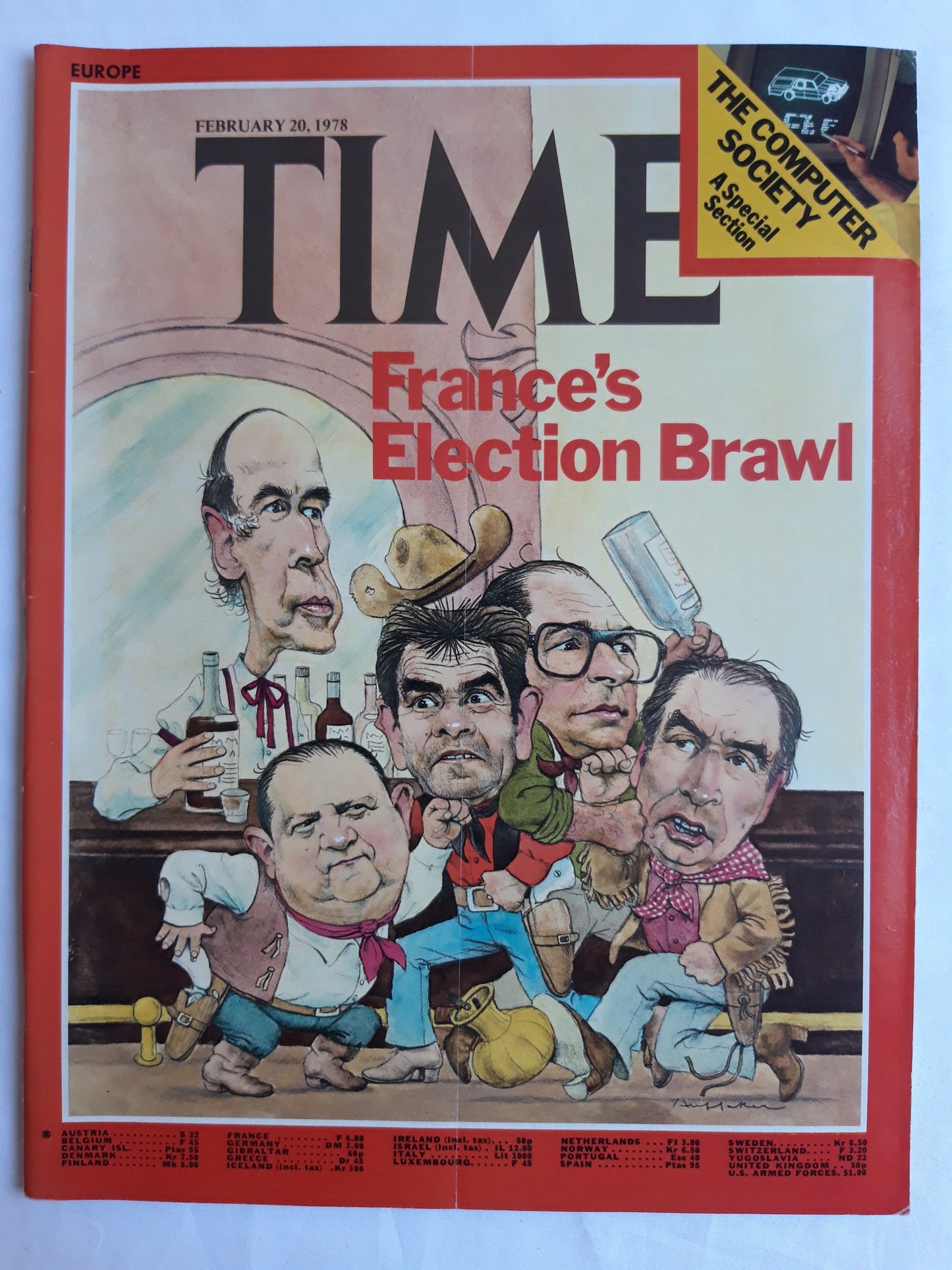 Time magazine France`s Election Brawl The computer society A Special Section 20.02.1978 Februar 1978