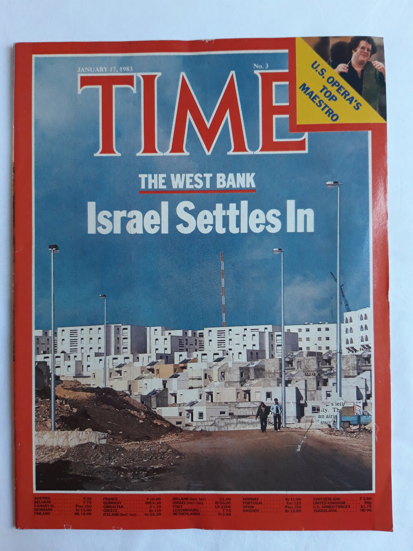 Time magazine The Westtt Bank Israel Settles In U.S. Opera`s Top Maestro James Levine No.3 17.01.1983 Januar 1983