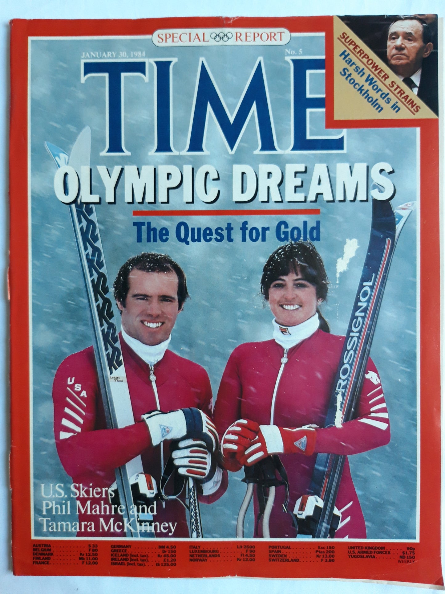 Time magazine Olympic Dreams The Quest for Gold U.S. Skiers Phil Mahre and Tamara Kinney 30.01.1984 Januar 1984