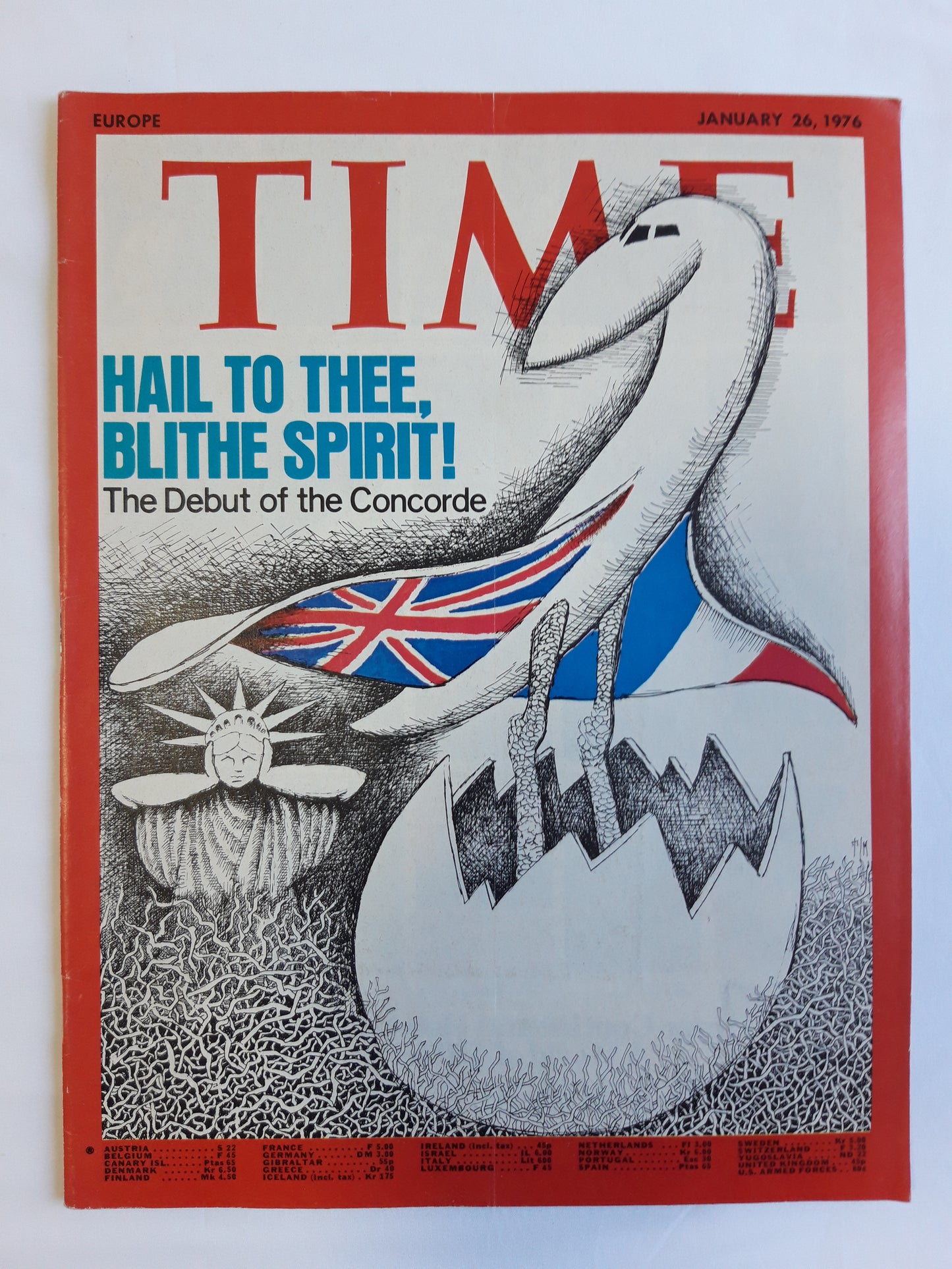 Time magazine Hail to thee, blithe spirit! The Debut of the Concorde 26.01.1976 Januar 1976