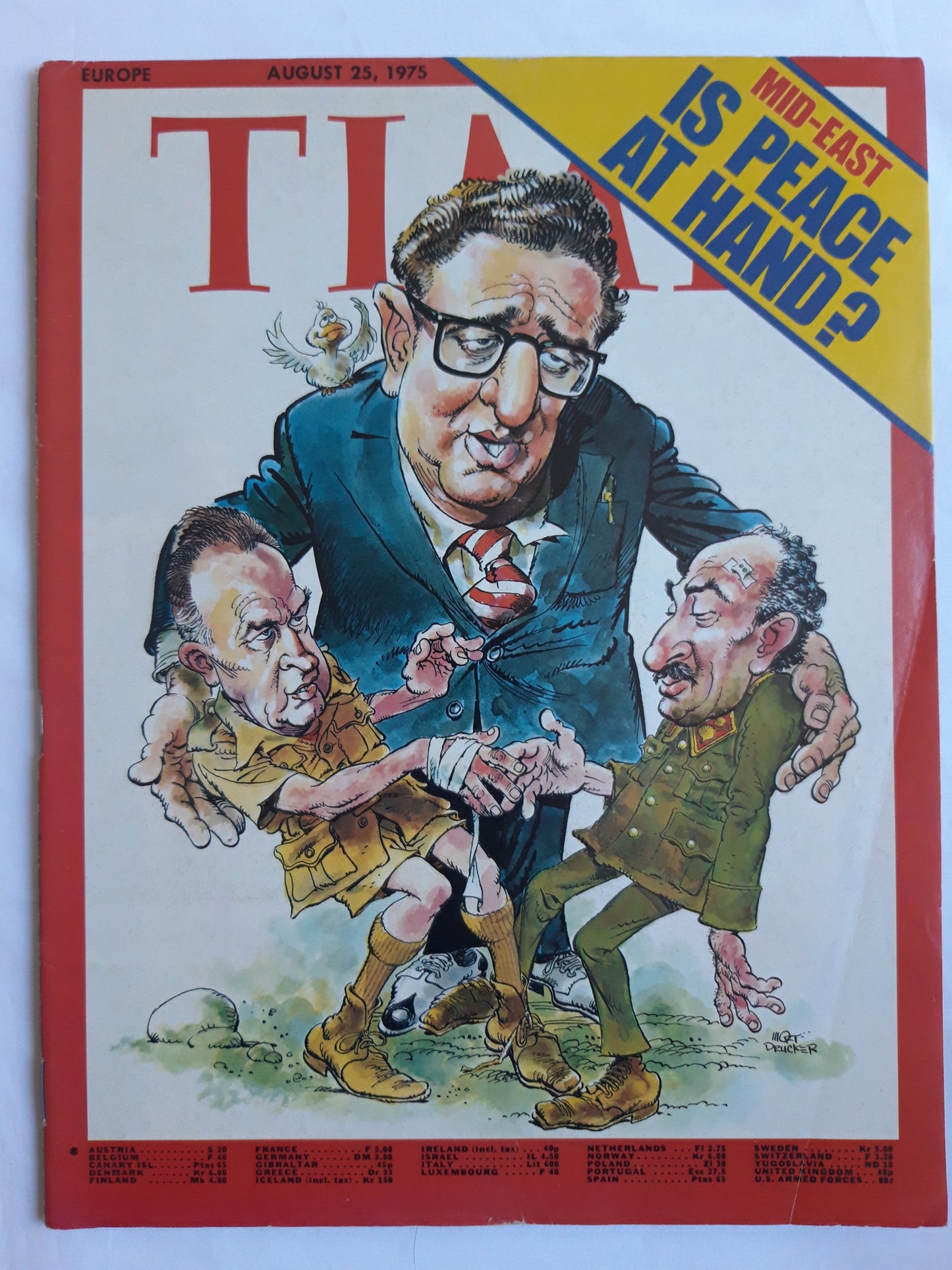 Time magazine Mid-East Is Peace at Hand? Henry Kissinger Yitzhak Rabin Anwar Sadat 25.08.1975 August 1975