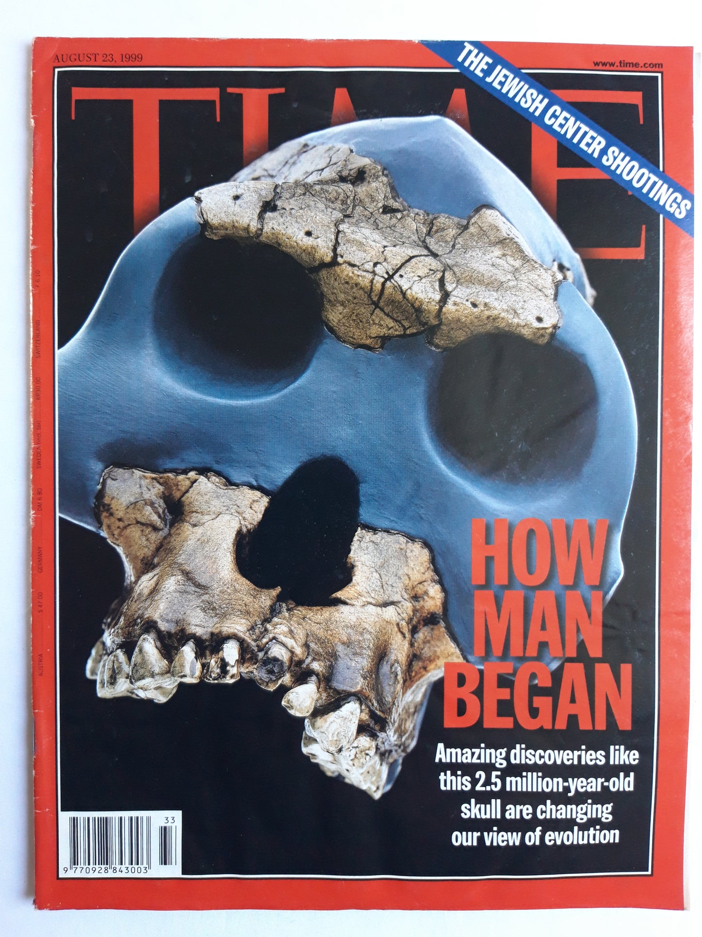 Time magazine How Man Began 2.5 million-year-old skull are changing our view of evolution The Jewish Center Shootings 23.08.1999 August 1999
