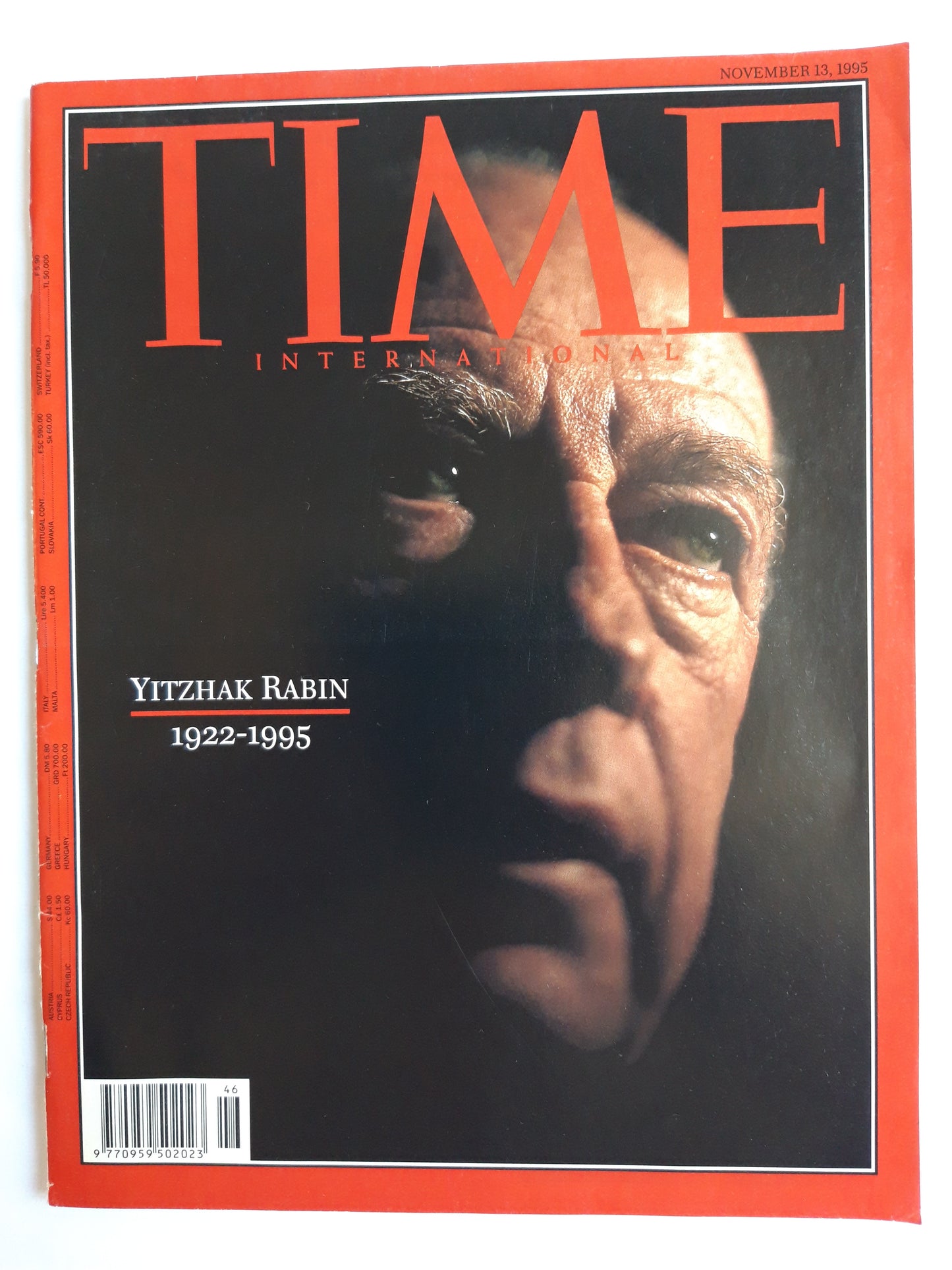 Time magazine Yitzhak Rabin 1922-1995 13.11.1995 November 1995