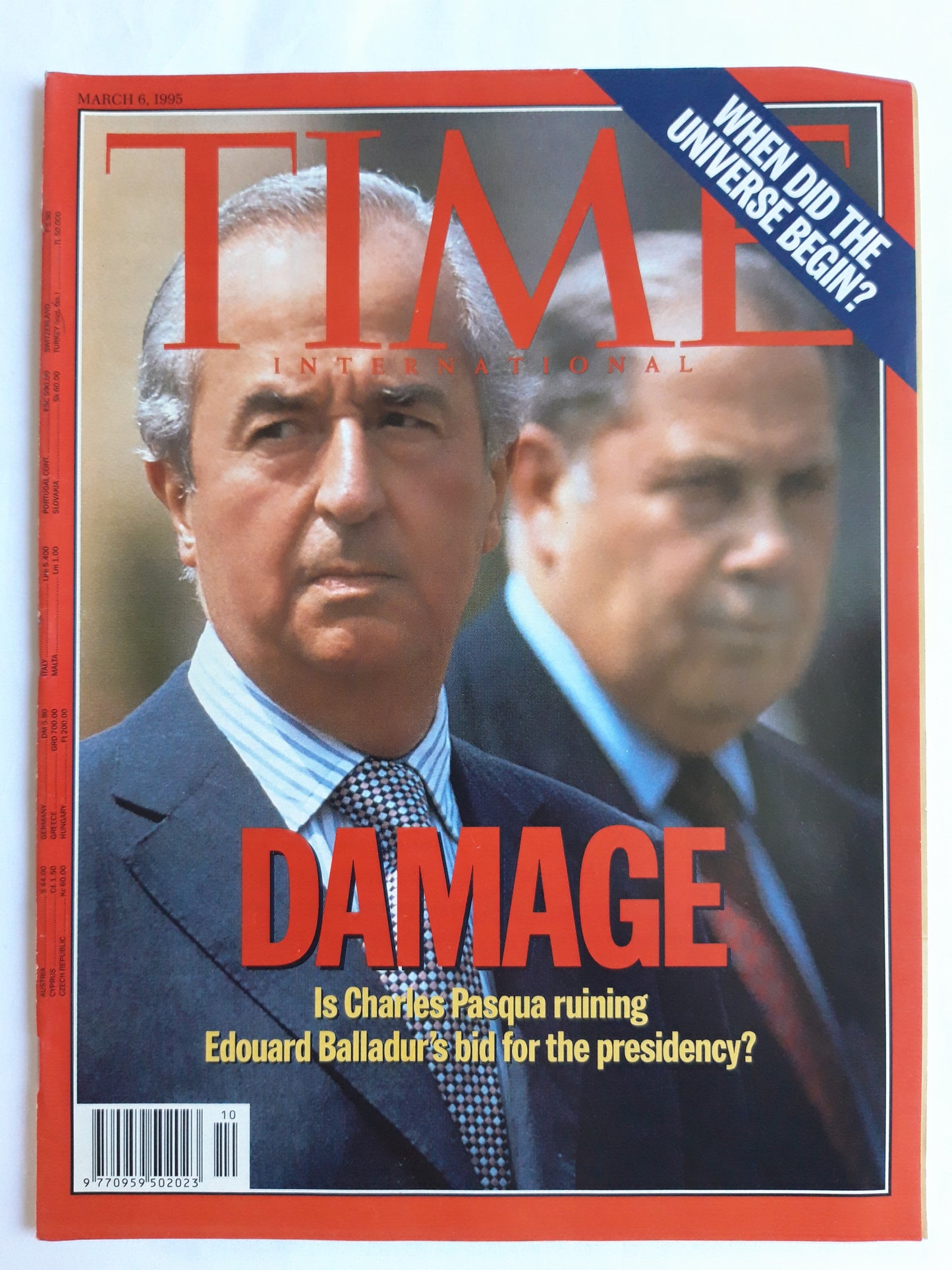 Time magazine Damage If Charles Pasqua ruining Edouard Balladur´s bid for the presidemcy?´When did the Universe begin? 06.03.1995 März 1995