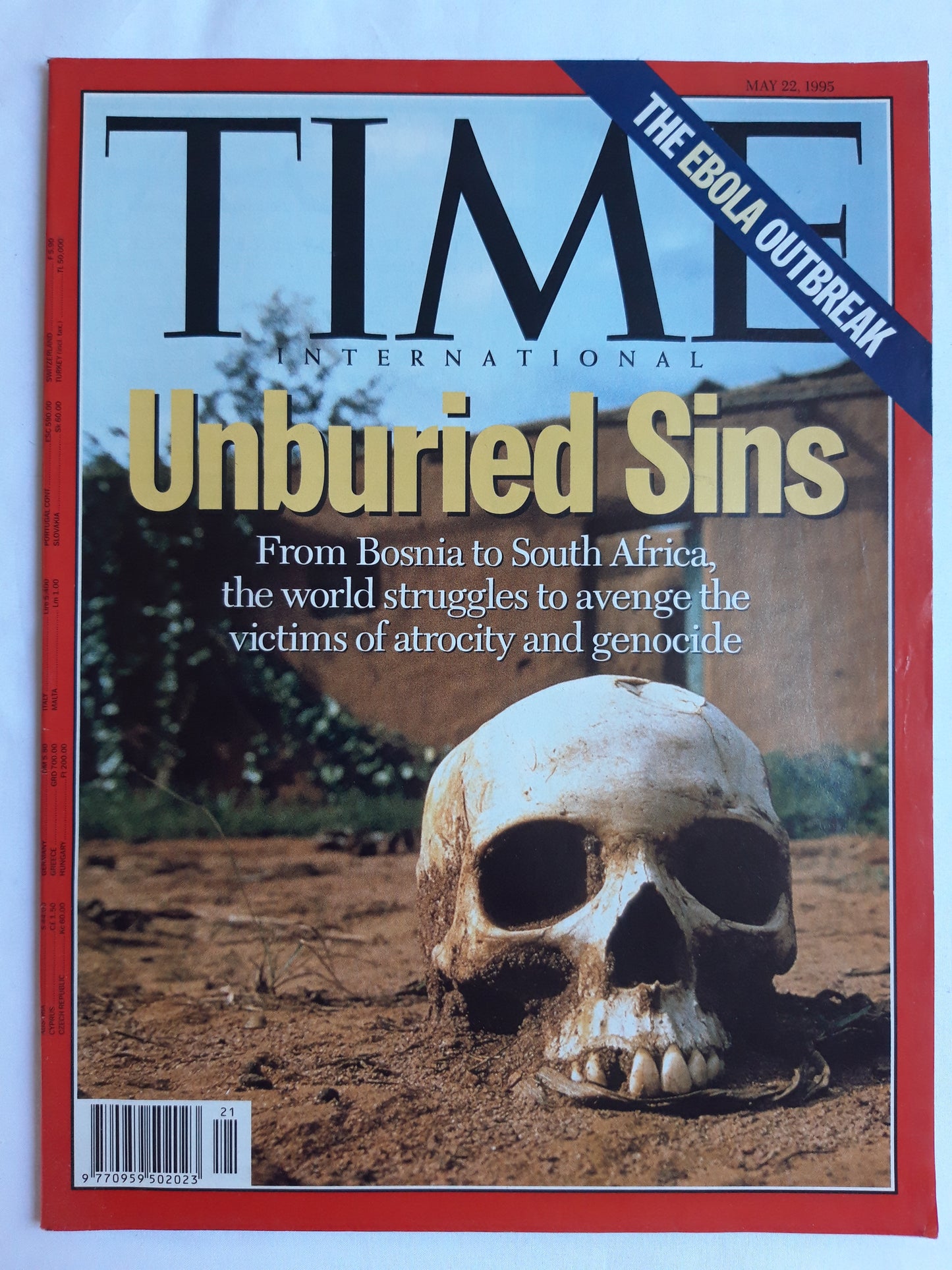 Time magazine Unburied Sins From Bosnia to South Africa the world struggles to avenge the victims of atrocity and genocide The Ebola Outbreak 22.05.1995 Mai 1995