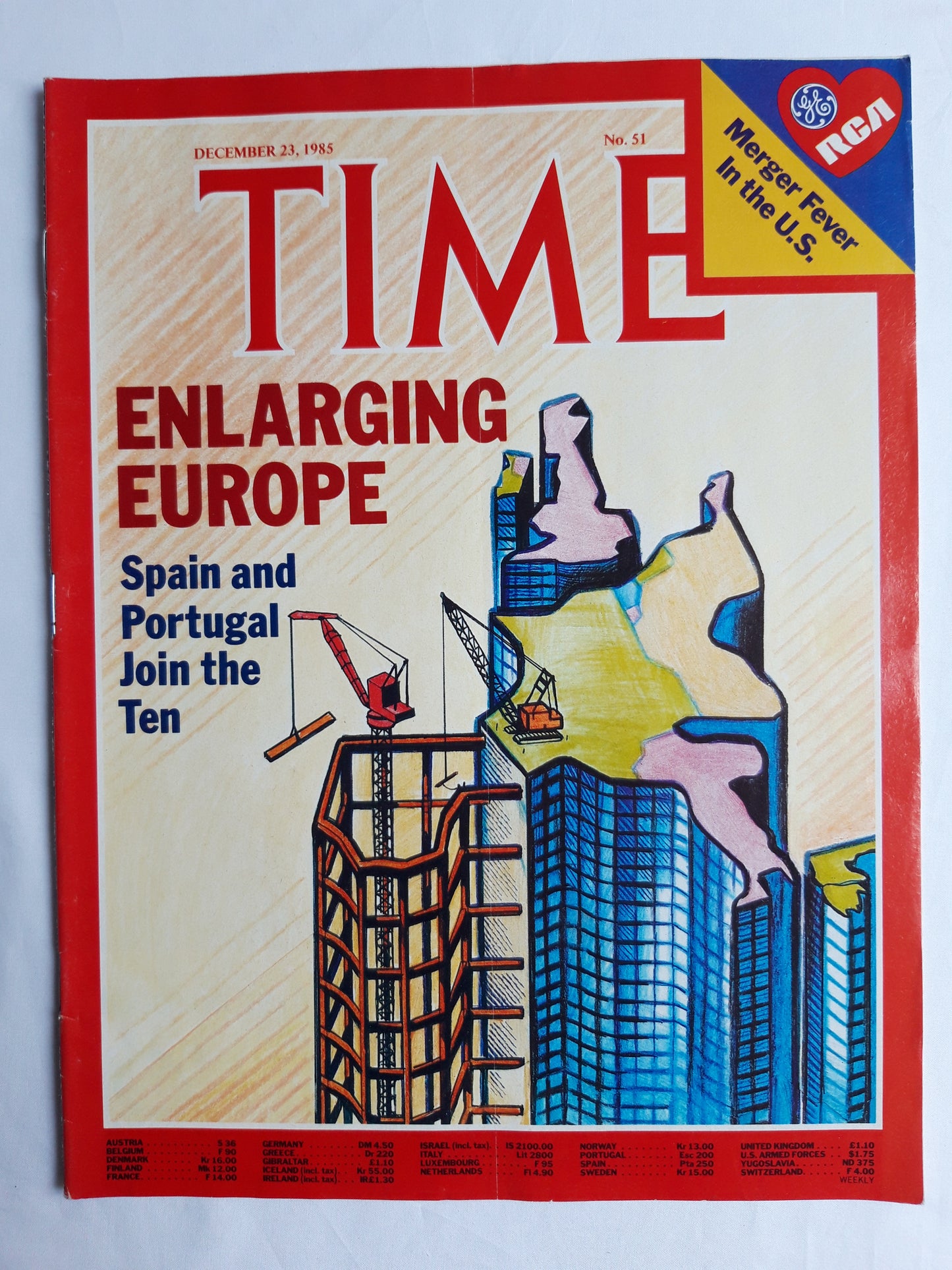 Time magazine Enlarging Europe Spain and Portugal Join the Ten Merger Fever In the U.S. 23.12.1985 No.51