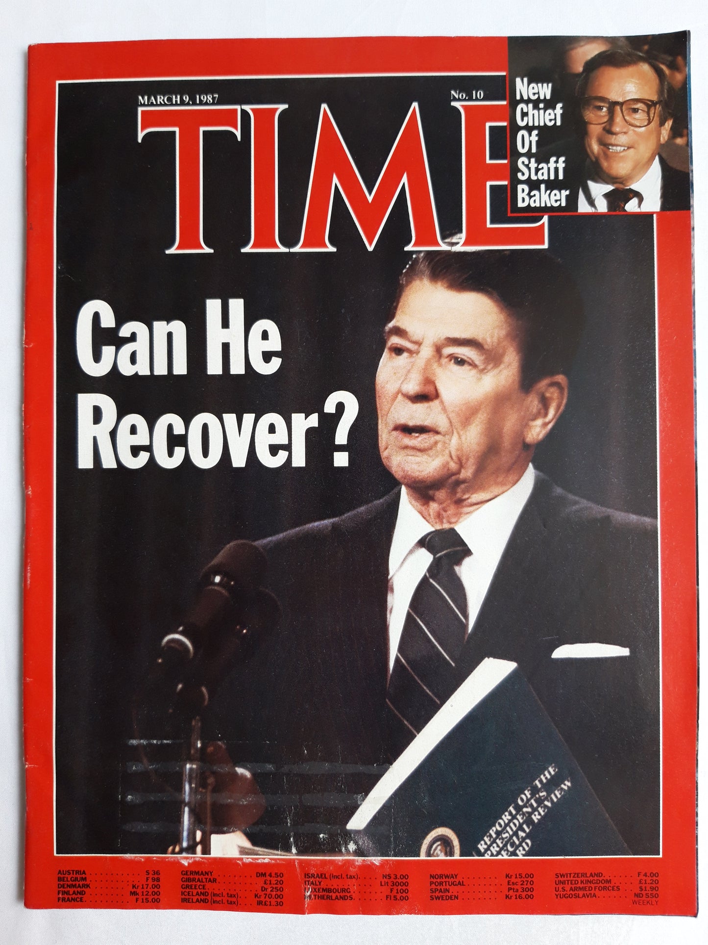 Time magazine Can He Recover? Ronald Reagan New Chief Of Staff Baker 09.03.1987 März 1987 No.10