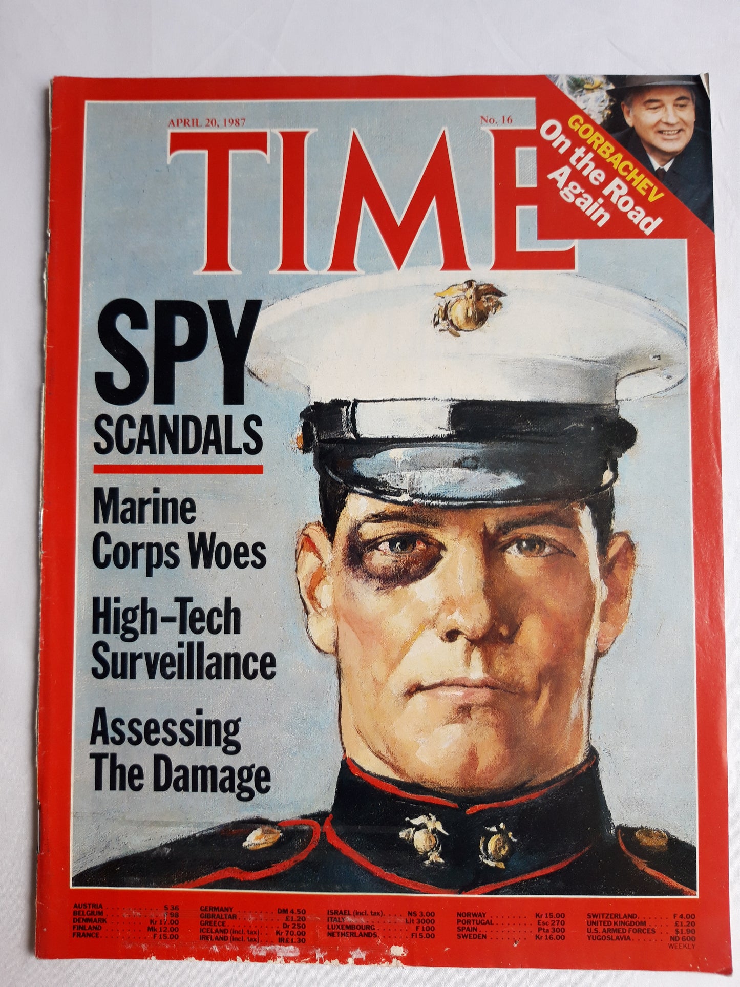 Time magazine Spy Scandals Marine Corps Woes High-Tech Surveillance Assessing The Damage Mikhail Gorbachev On the Road Again 20.04.1987 April 1987 No.17