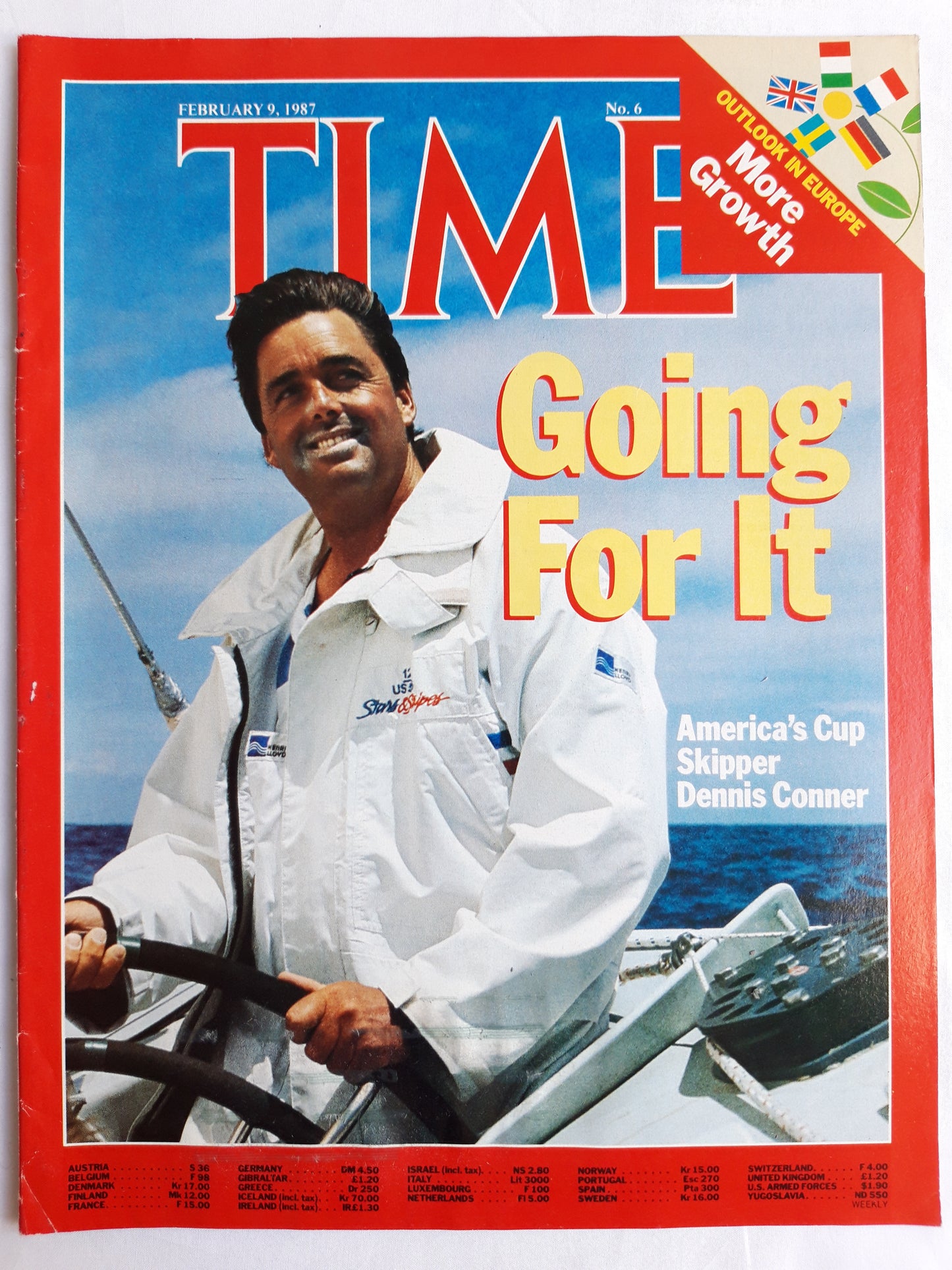 Time magazine Going For It America`s Cup Dennis Conner Outlook in Europe More Growth 09.02.1987 Februar 1987 No.6