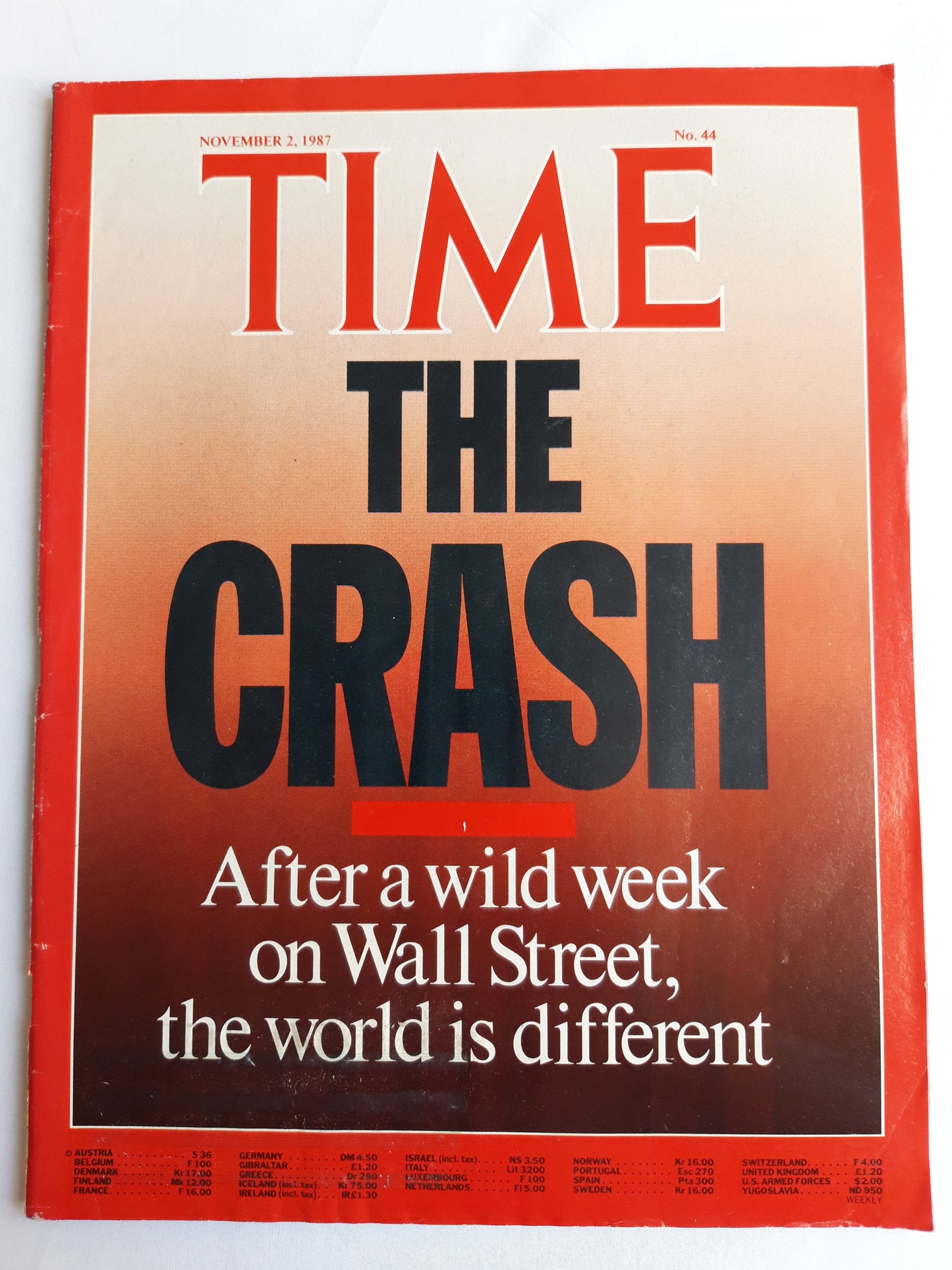 Time magazine THE CRASH After a wild week on Wall Street the world is different 02.11.1987 November 1987 No.44