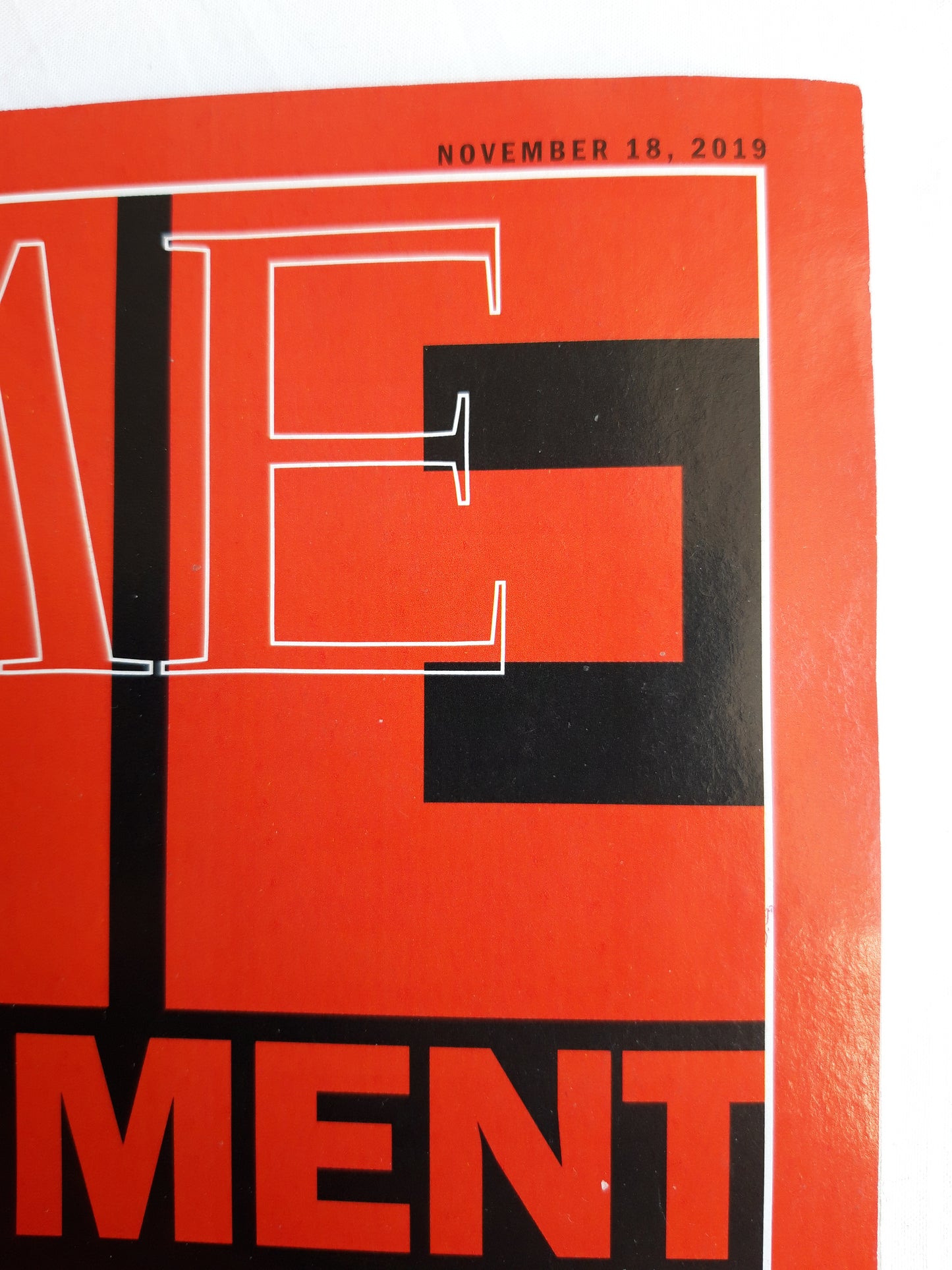 Time magazine Impeachment America on trial Donald Trump 18.11.2019 November 2019