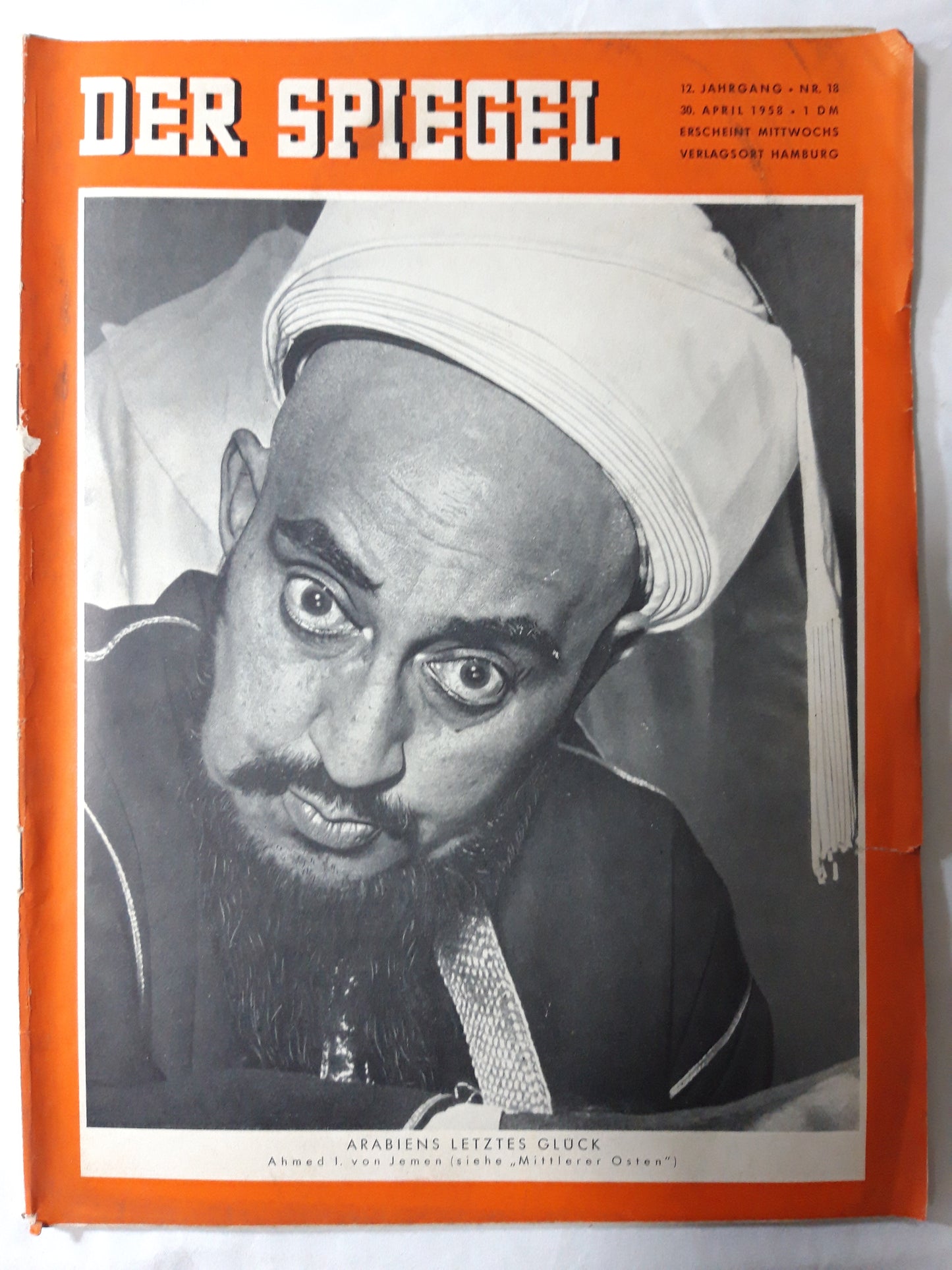 Der Spiegel Arabiens letztes Glück Ahmed I. von Jemen (Mittlerer Osten) Nr.18 30.04.1958 April 1958