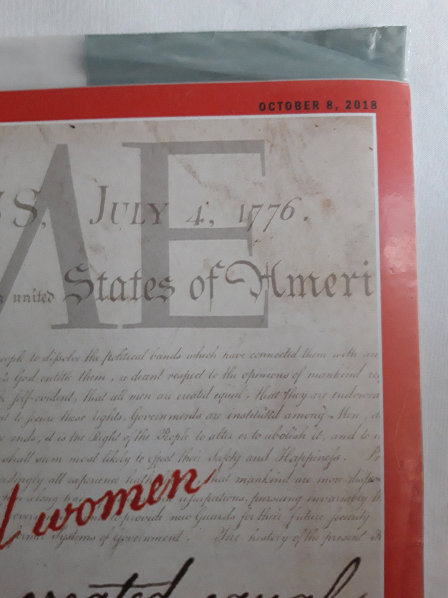 Time magazine Can Americans get there? The supreme court`s crisis That all men and women are created equal original package OP OVP Originalverpackung 08.10.2018 08. Oktober October 2018