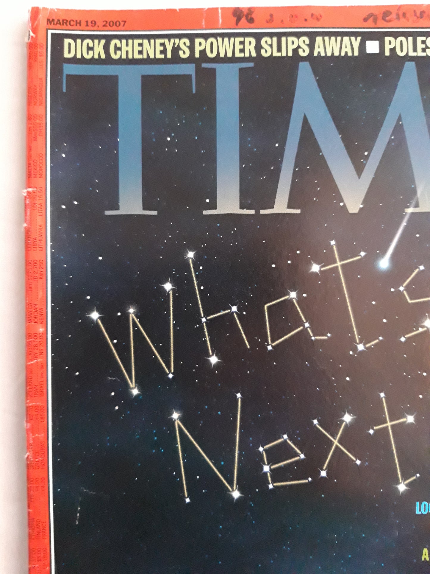 Time magazine Dick Cheney´s Power Slip Away Poles in their prime Looking for water on Mars 19.03.2007 März March 2007