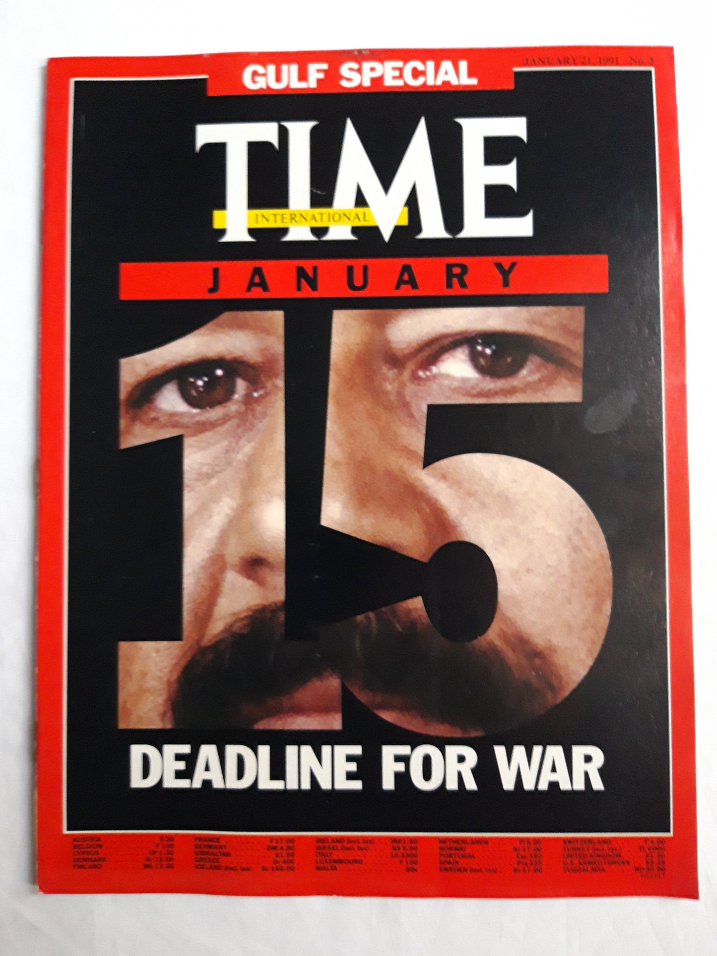 Time magazine Gulf special January 15 Deadline for war Saddam Hussein 21.01.1991 21st 21. January 1991 No. 3