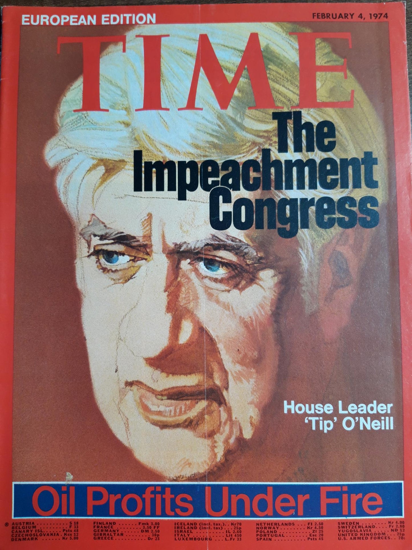 Time magazine The Impeachment Congress House Leader Tip O´Neill 04.02.1974 Februar 1974