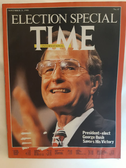 Time magazine Election special President-elect George Bush 21nd November 21. November 21.11.1988 Savors His Victory №47