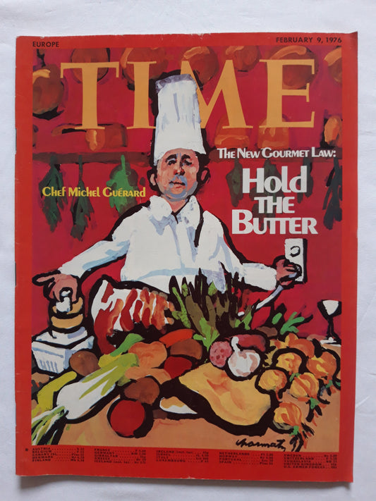 Time magazine Chef Michel Guerard The New Gourmet Law: Hold the Butter 09th February 9. Februar 09.02.1976