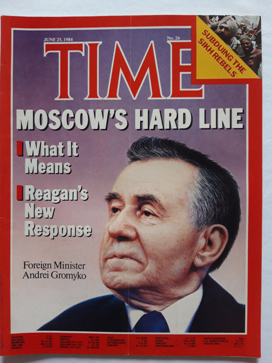 Time magazine Moscow Hard Line Reagan`s new response Foreign Minister Andrei Gromyko 25th June 25. Juni 25.06.1984 No.26
