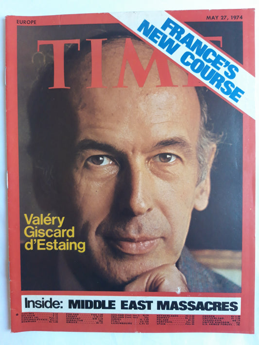 Time magazine Valery Giscard d´Estaing France´s new course Inside: Middle East massacres 27.05.1974 Mai 1974