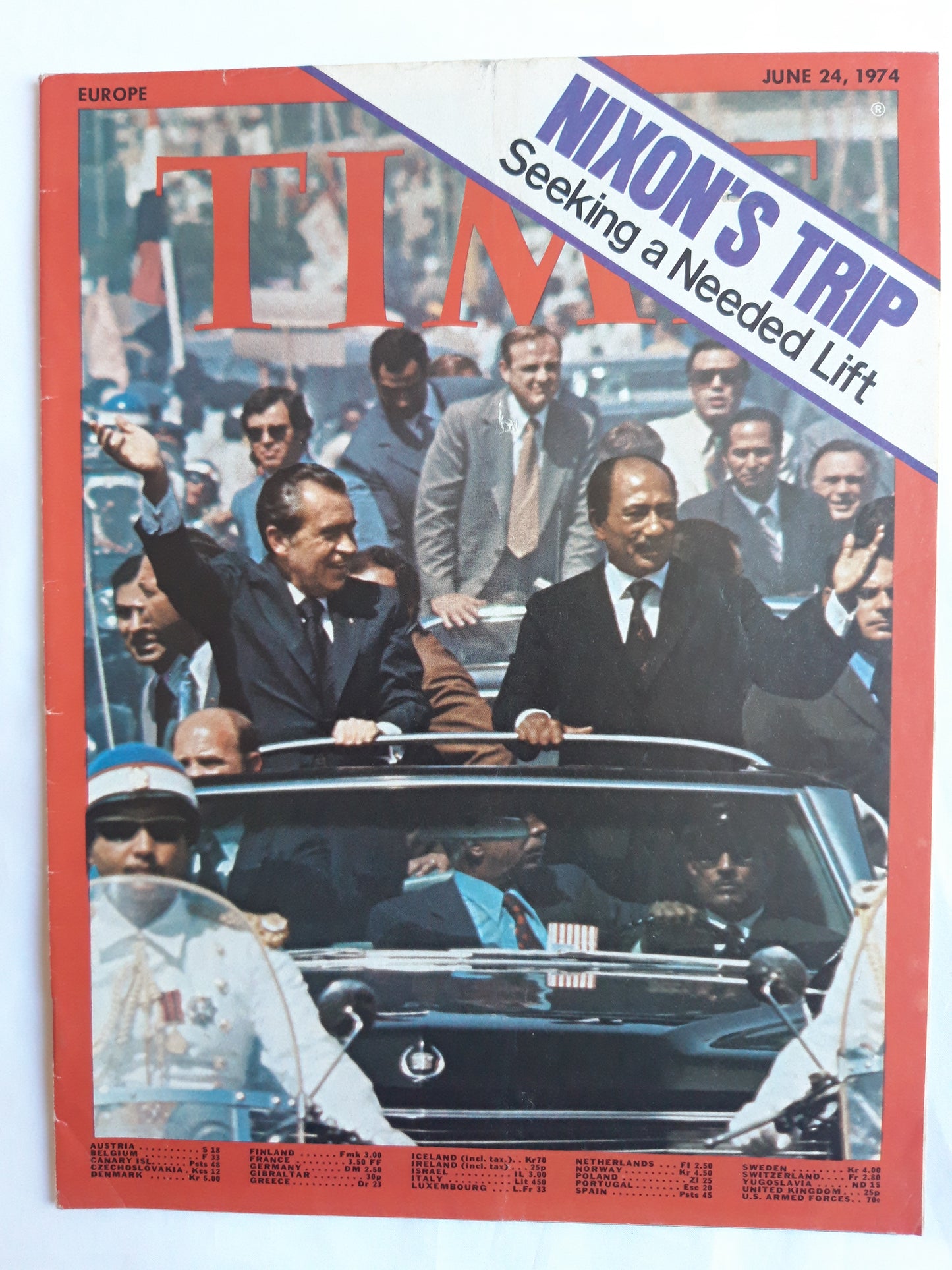 Time magazine Richard Nixon´s trip Seeking a Needed Lift 24.06.1974 Juni 1974