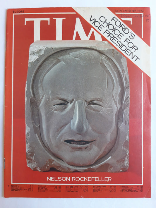 Time magazine Nelson Rockefeller Gerald Ford´s Choice for Vice President 02.09.1974 September 1974