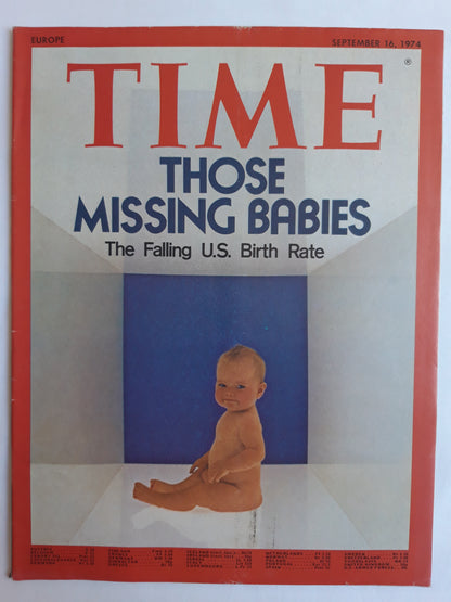 Time magazine Those missing Babies The Falling U.S. Birth Rate 16.09.1974 September 1974