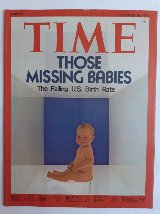 Time magazine Those missing Babies The Falling U.S. Birth Rate 16.09.1974 September 1974