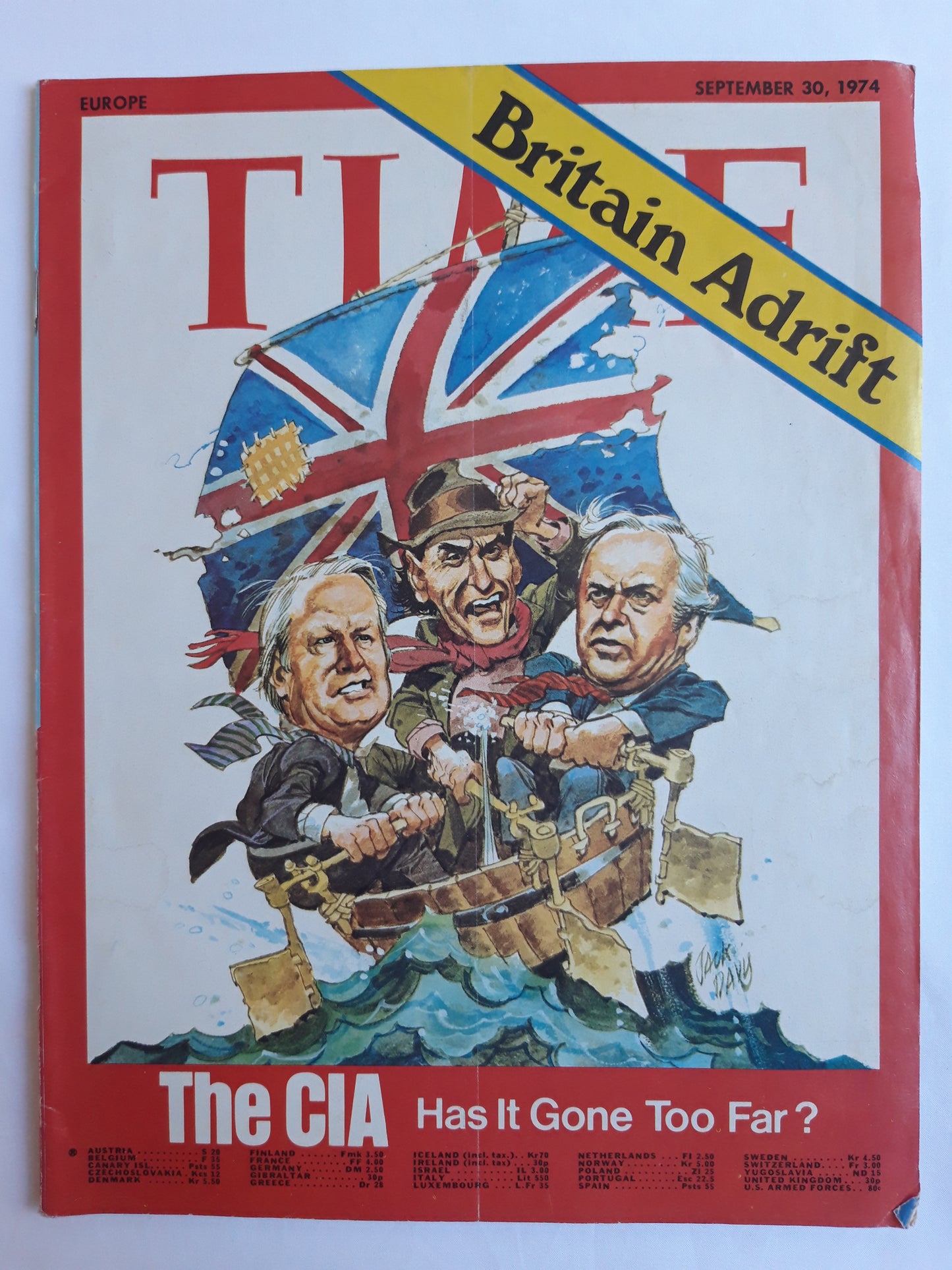 Time magazine The CIA Has It Gone Too Far? Britain Adrift 30.09.1974 September 1974