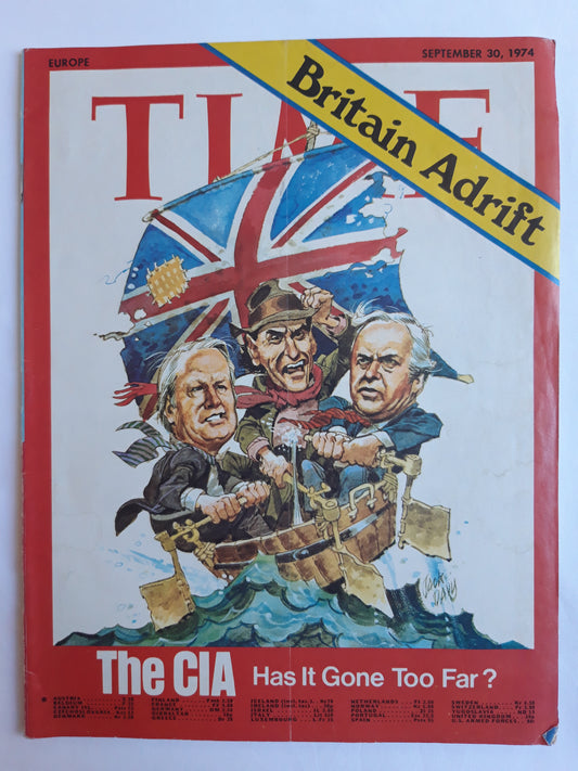 Time magazine The CIA Has It Gone Too Far? Britain Adrift 30.09.1974 September 1974