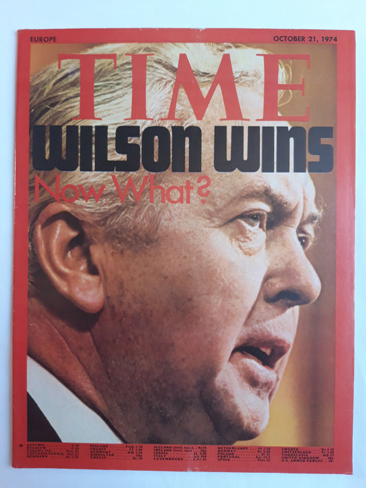 Time magazine Prime Minister Harold Wilson wins Now What? 21.10.1974 Oktober 1974