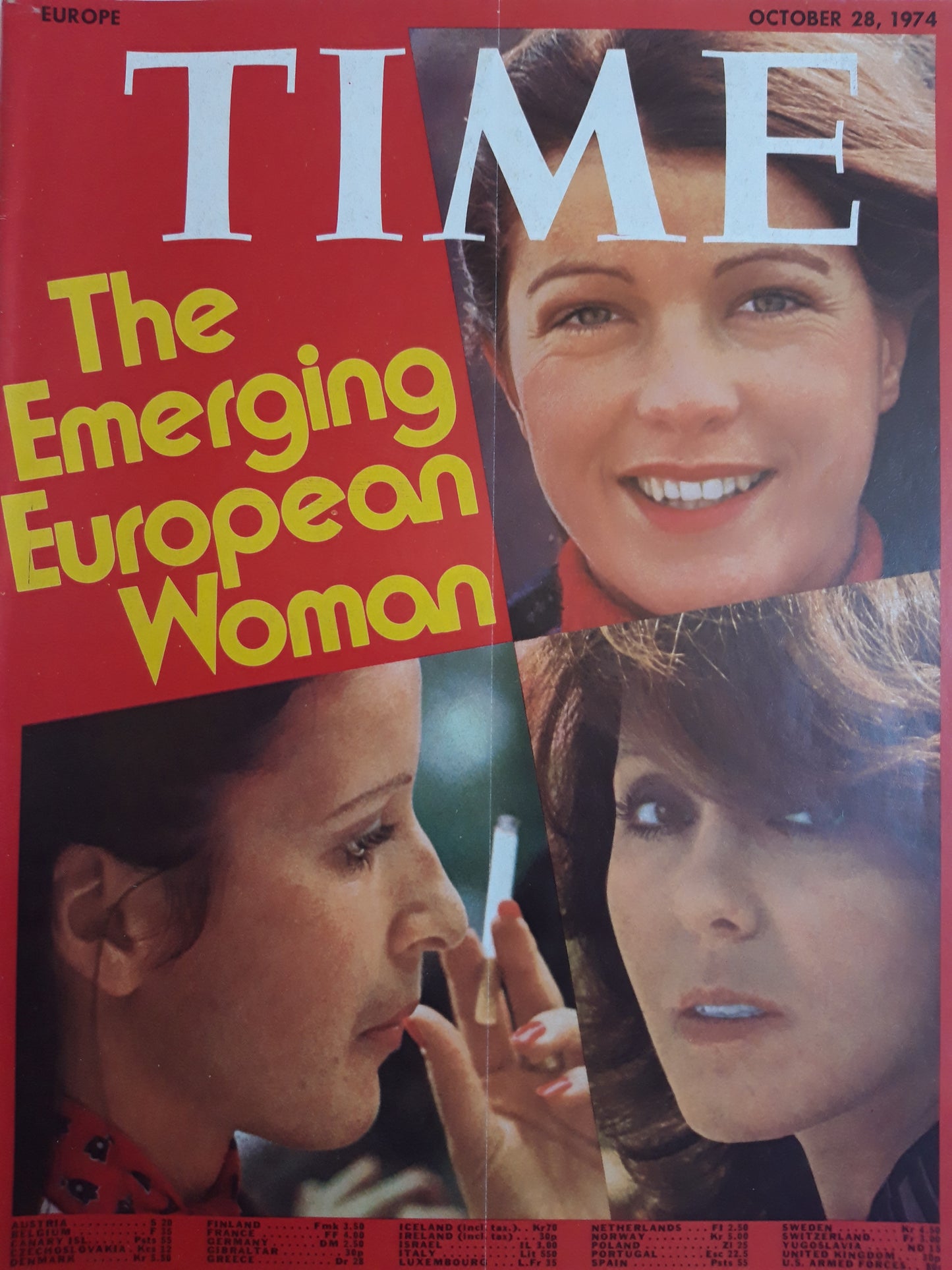 Time magazine The Emerging European Woman 28.10.1974 Oktober 1974