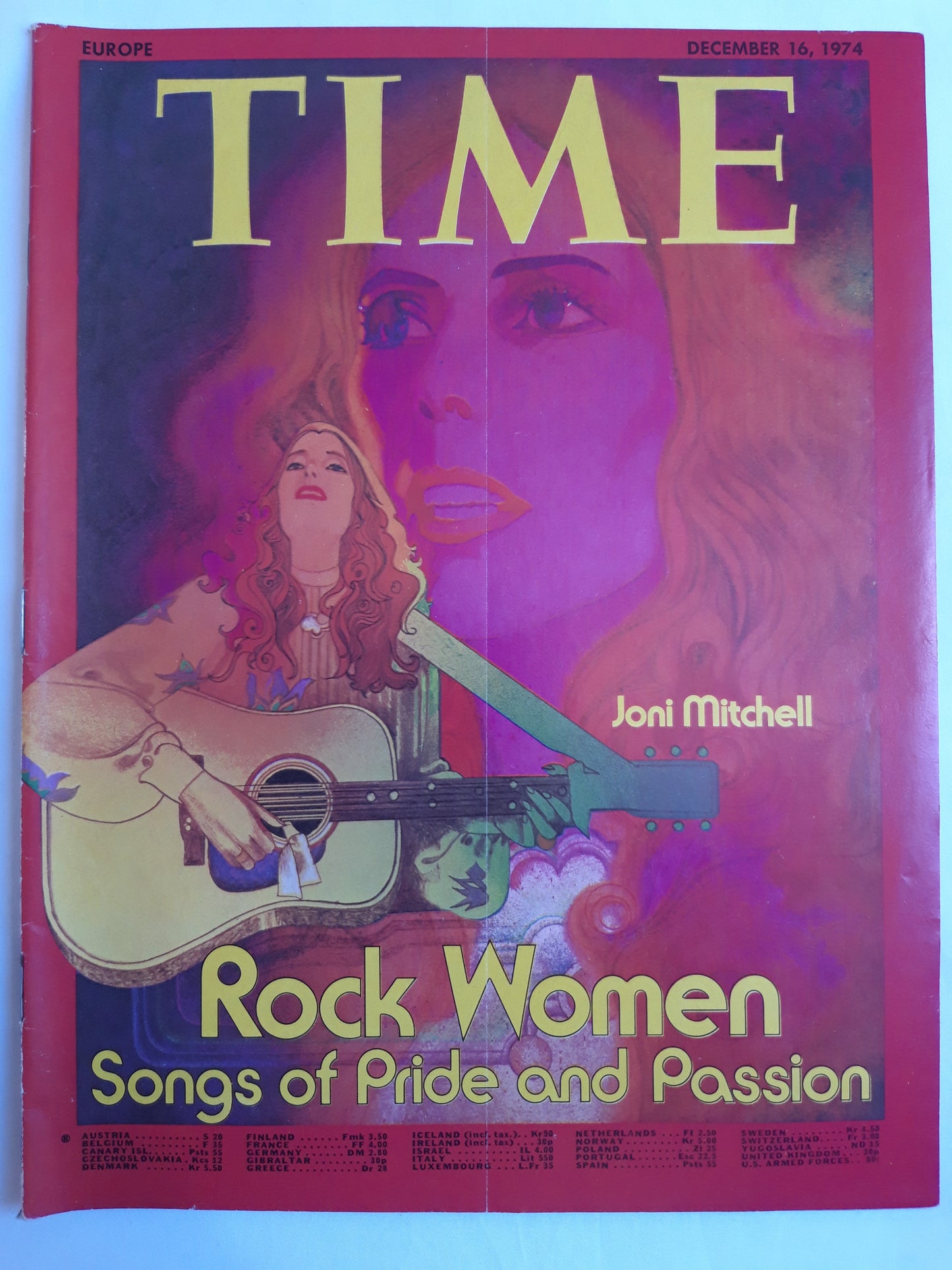 Time magazine Joni Mitchell Rok Women Songs of Pride and Passion 16.12.1974 Dezember 1974