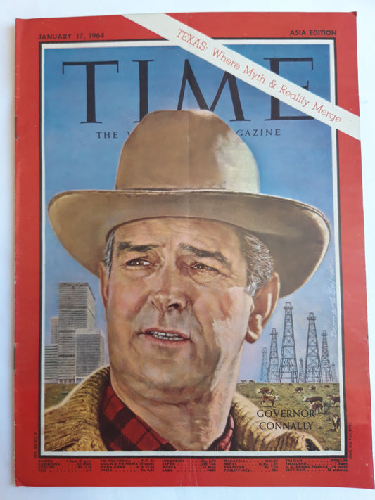 Time magazine Governor of Texas John Connally Where Myth & Reality Merge 17.01.1964 Januar 1964 Asia edition