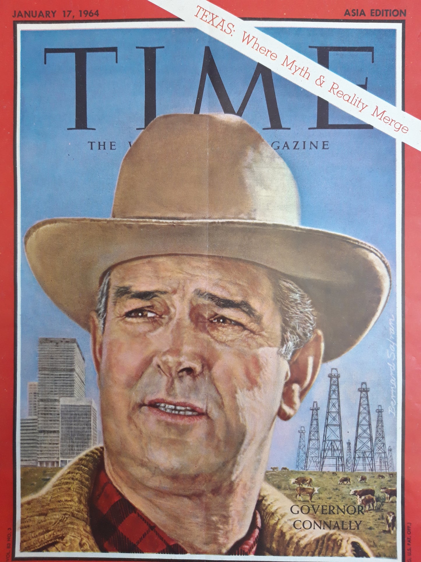 Time magazine Governor of Texas John Connally Where Myth & Reality Merge 17.01.1964 Januar 1964 Asia edition