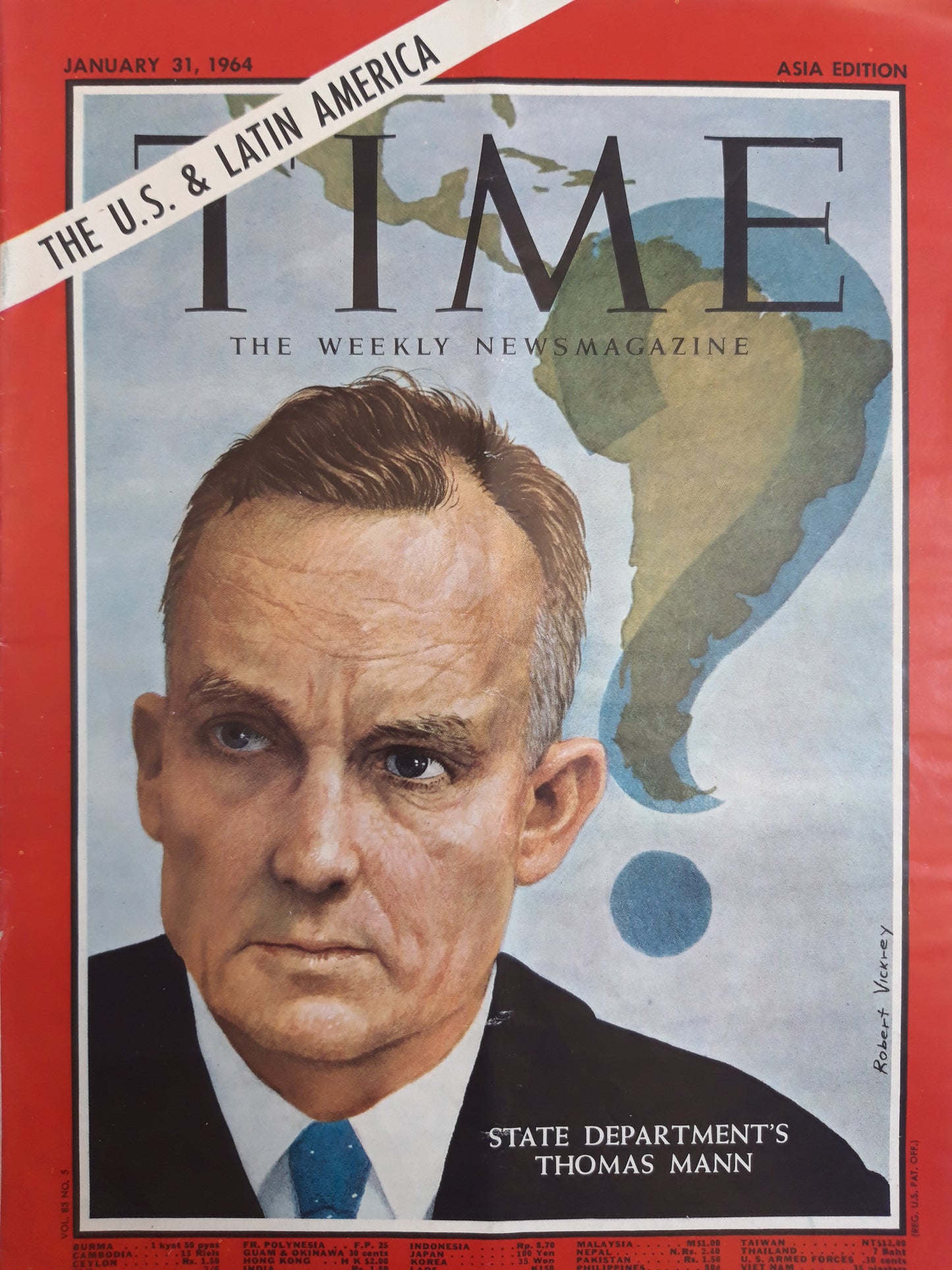 Time magazine State Department`s Thomas Mann The U.S. & Latin America Robert Vickerey 31.01.1964 Januar 1964