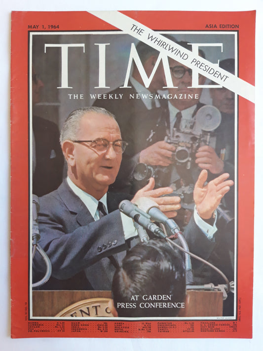 Time magazine At Garden Press Conference The Whirlwind President Lyndon B. Johnson 01.05.1964 Mai 1964