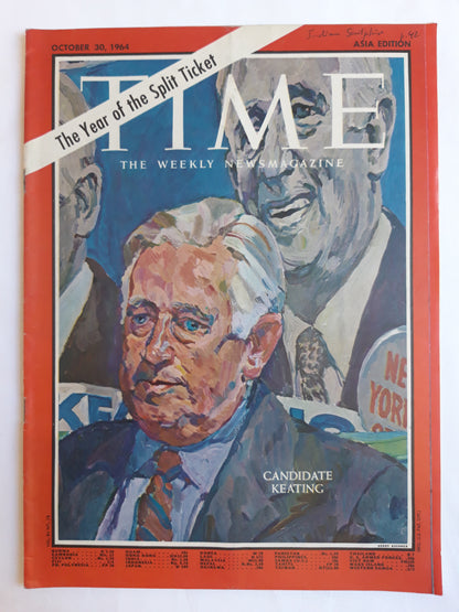 Time magazine Candidate Kenneth Barnard Keating The Year of the Split Ticket 30.10.1964 Oktober 1964