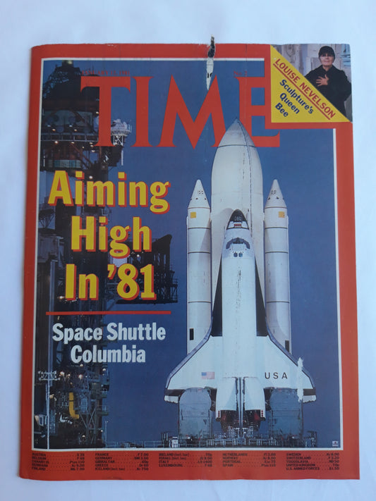 Time magazine Aiming High In ´81 Space Shuttle Columbia Louise Nevelson Sculpture`s Queen Bee 12.01.1981 Januar 1981 No.2