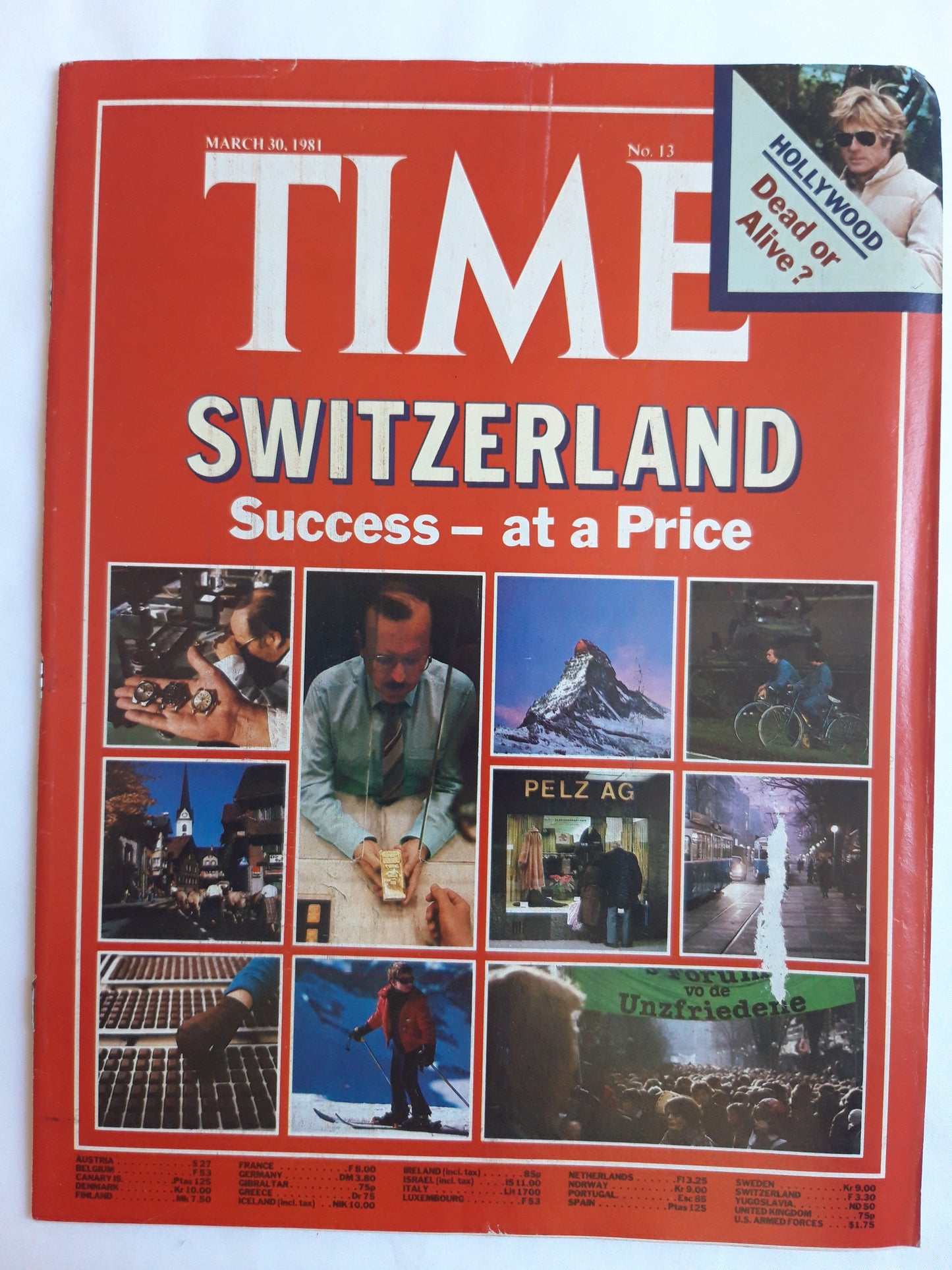 Time magazine Switzerland Success - at a Price Hollywood Dead or Alive? Robert Redford 30.03.1981 März 1981 No.13