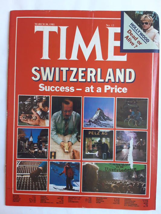 Time magazine Switzerland Success - at a Price Hollywood Dead or Alive? Robert Redford 30.03.1981 März 1981 No.13