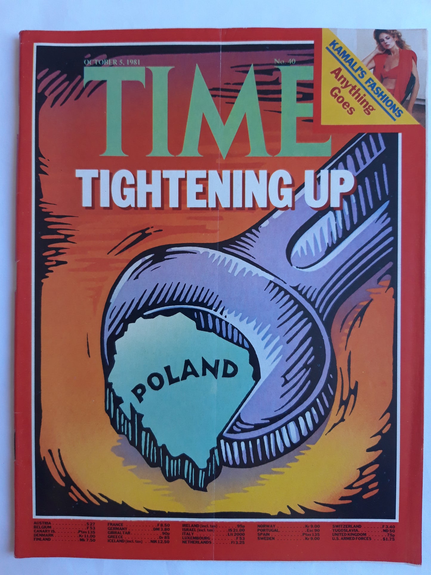 Time magazine Tightening up Poland Norma Kamali`s Fashions 05.10.1981 Oktober 1981 No.40