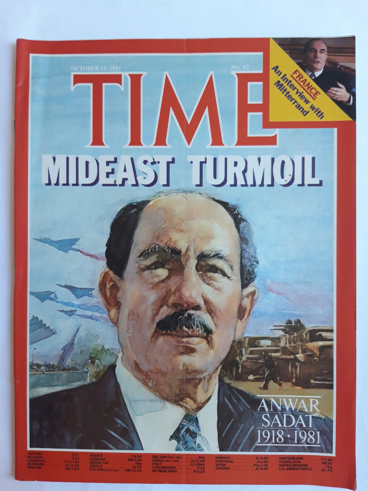 Time magazine Anwar Sadat Egypt France Francois Mitterrand 19.10.1981 Oktober 1981 No.42